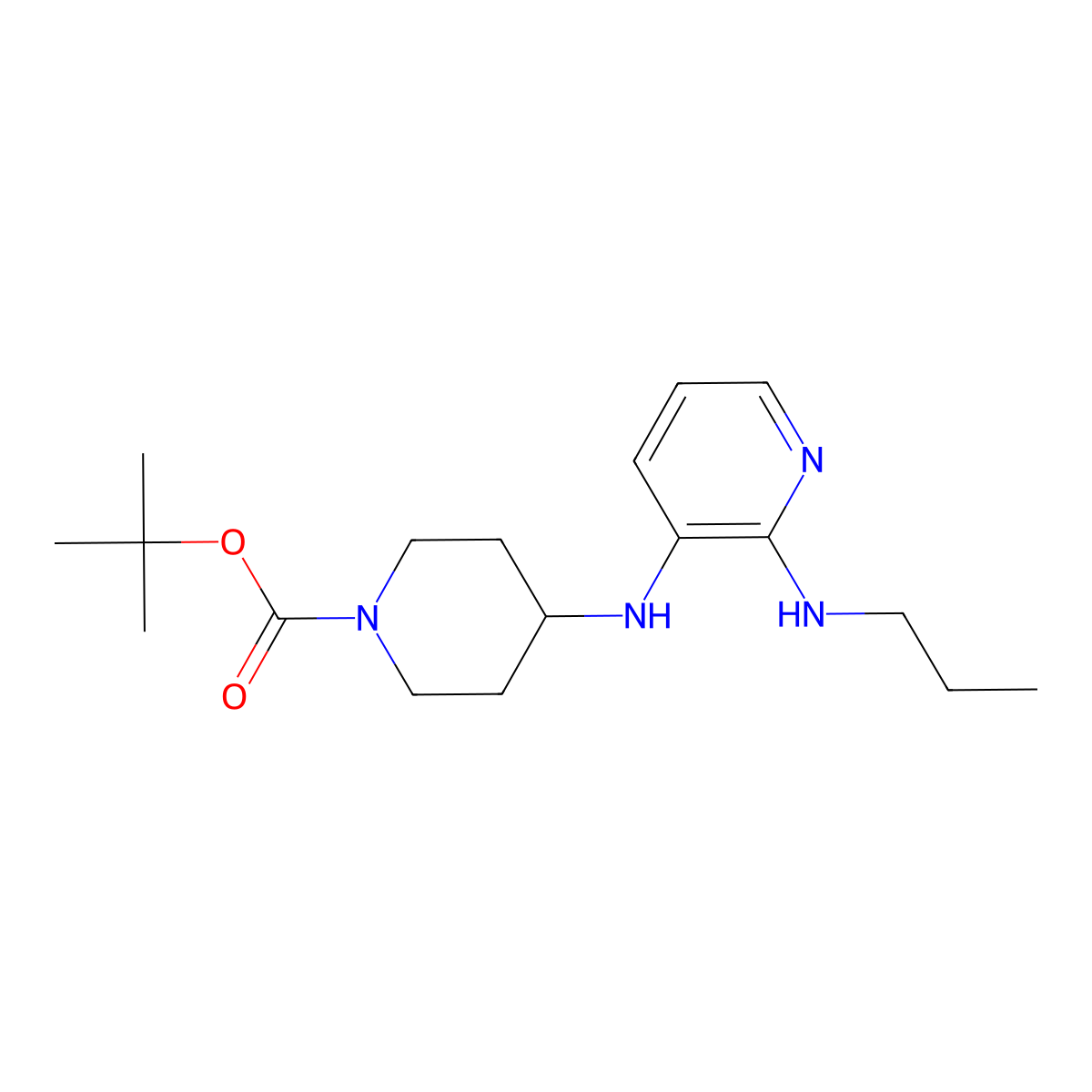 tert-butyl 4-{[2-(propylamino)-3-pyridyl]amino}tetrahydro-1(2H)-pyridinecarboxylate molecular structure, CAS 1400636-17-0