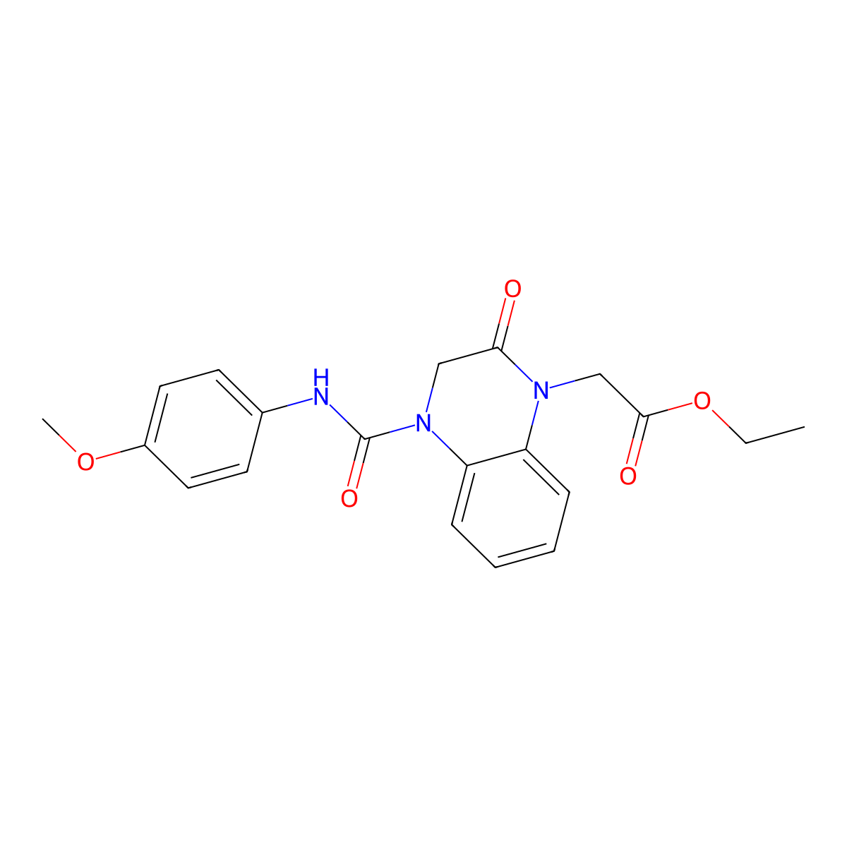 ethyl 2-[4-[(4-methoxyanilino)carbonyl]-2-oxo-3,4-dihydro-1(2H)-quinoxalinyl]acetate molecular structure, CAS 1400636-18-1
