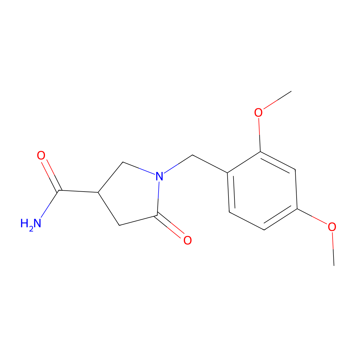 1-(2,4-Dimethoxybenzyl)-5-oxo-3-pyrrolidinecarboxamide molecular structure, CAS 1400636-26-1