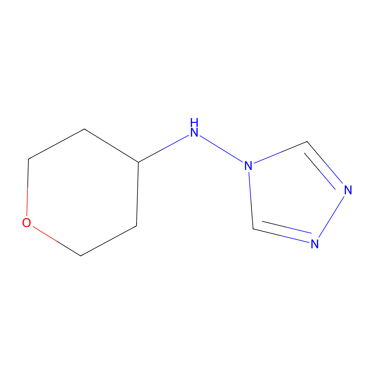 N-(tetrahydro-2H-pyran-4-yl)-4H-1,2,4-triazol-4-amine molecular structure, CAS 1400636-33-0