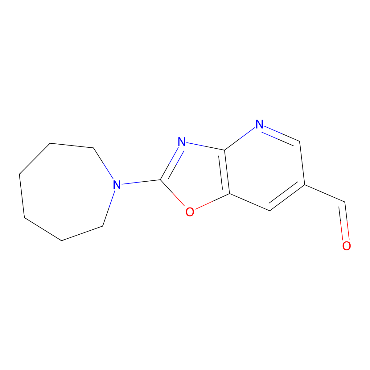 2-(1-Azepanyl)[1,3]oxazolo[4,5-b]pyridine-6-carbaldehyde molecular structure, CAS 1400636-49-8