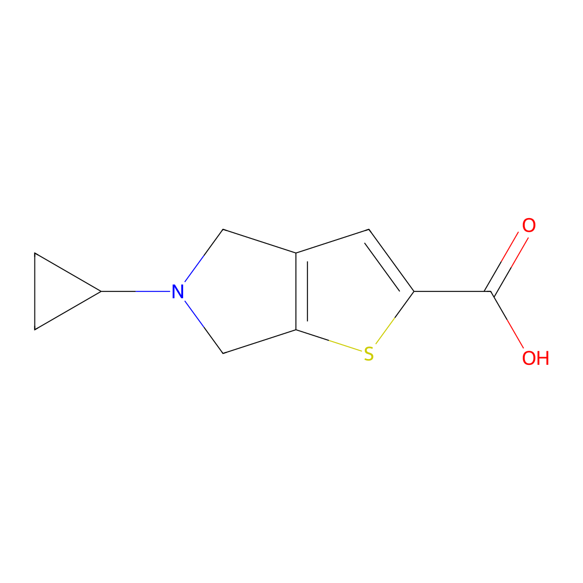 5-cyclopropyl-5,6-dihydro-4H-thieno[2,3-c]pyrrole-2-carboxylic acid molecular structure, CAS 1400636-55-6
