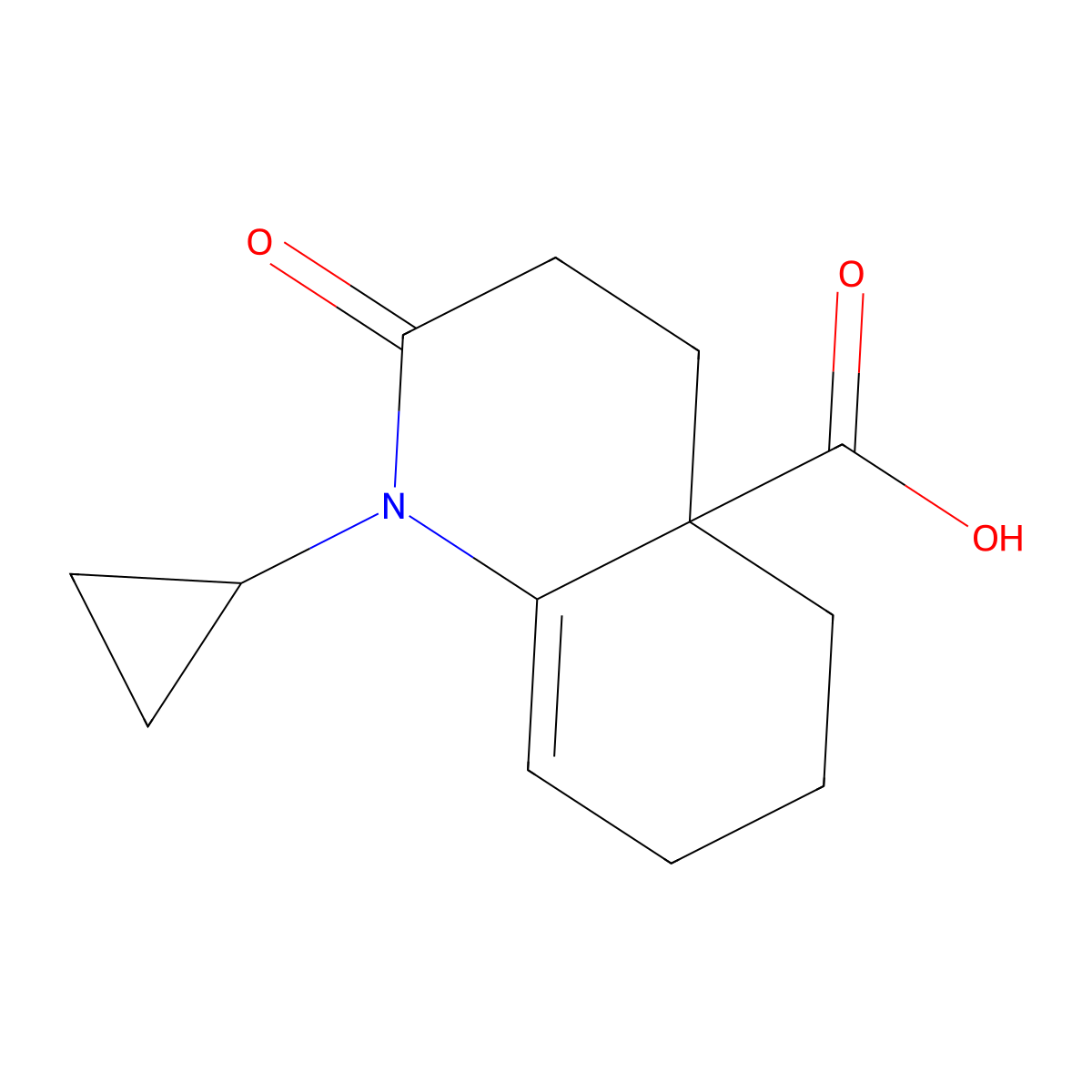1-cyclopropyl-2-oxo-1,3,4,5,6,7-hexahydro-4a(2H)-quinolinecarboxylic acid molecular structure, CAS 1400636-57-8
