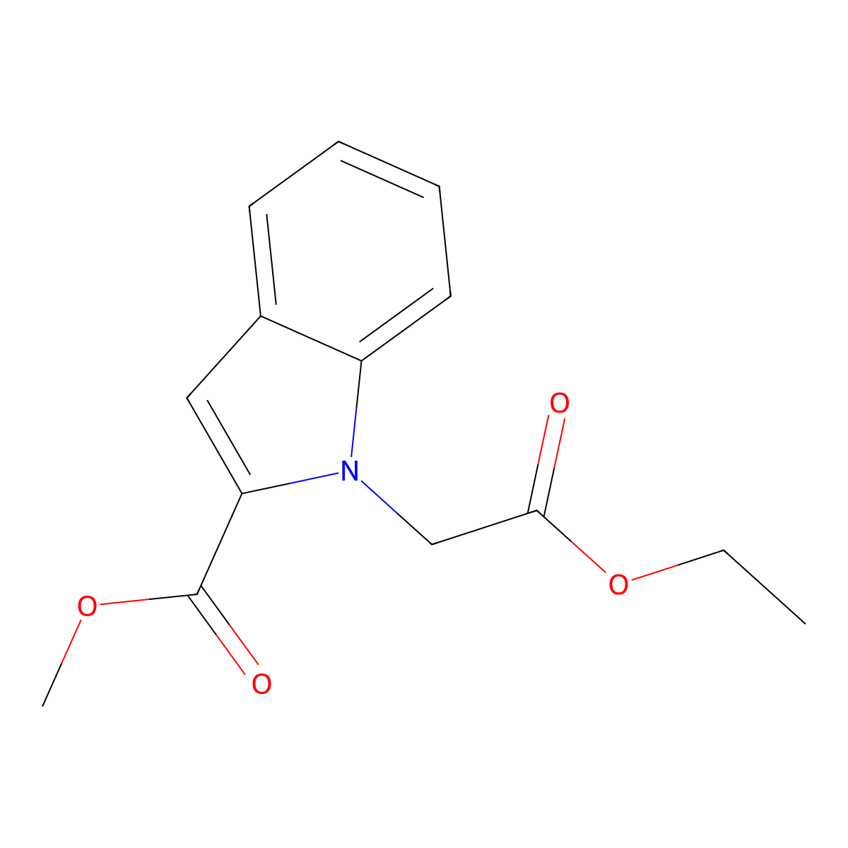 methyl 1-(2-ethoxy-2-oxoethyl)-1H-indole-2-carboxylate molecular structure, CAS 1400636-61-4