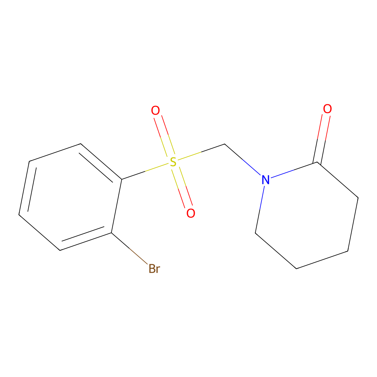 1-{[(2-bromophenyl)sulfonyl]methyl}tetrahydro-2(1H)-pyridinone molecular structure, CAS 1400636-68-1