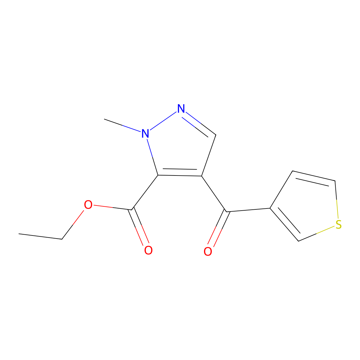 ethyl 1-methyl-4-(3-thienylcarbonyl)-1H-pyrazole-5-carboxylate molecular structure, CAS 1400636-72-7
