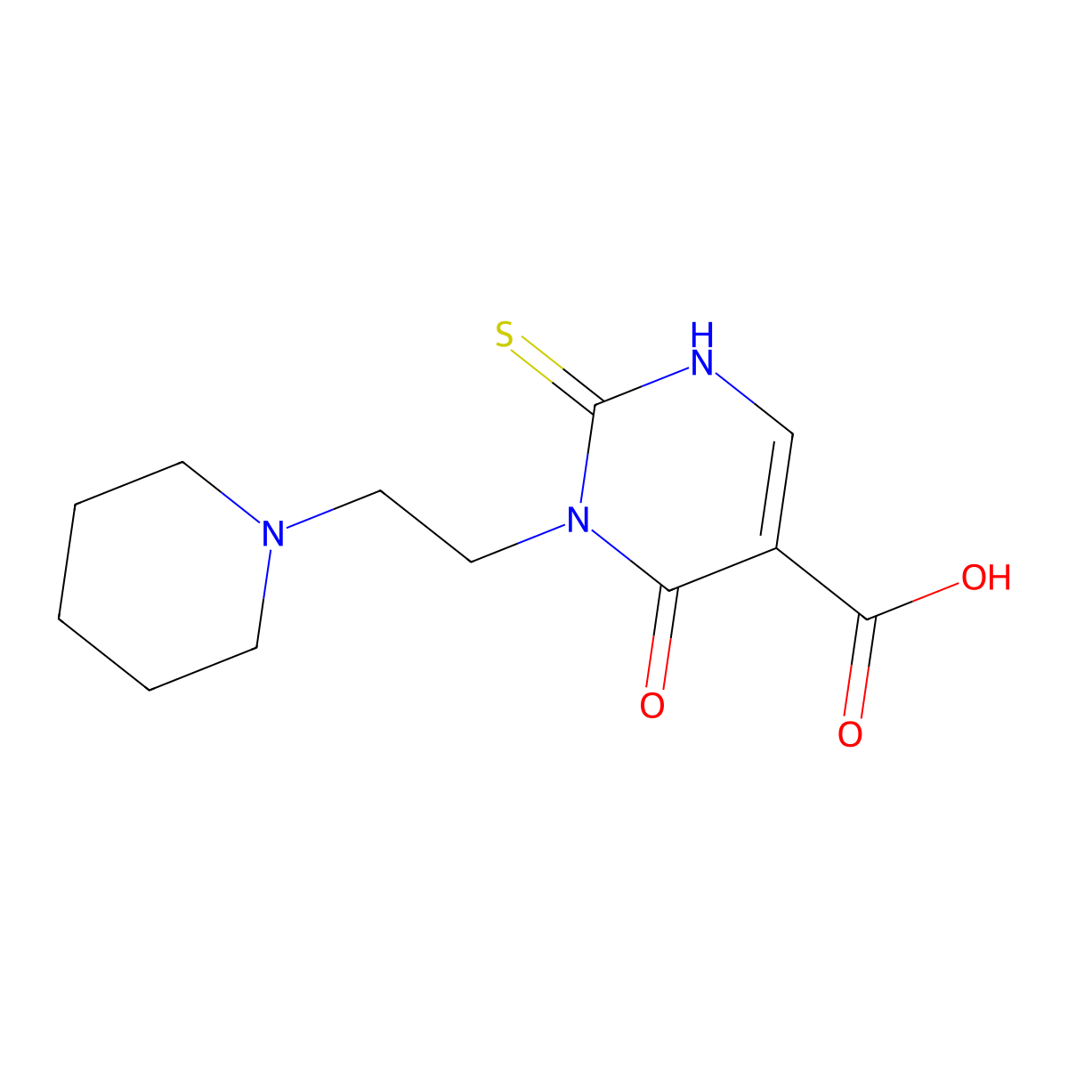 4-Oxo-3-(2-piperidinoethyl)-2-thioxo-1,2,3,4-tetrahydro-5-pyrimidinecarboxylic acid molecular structure, CAS 1400636-76-1