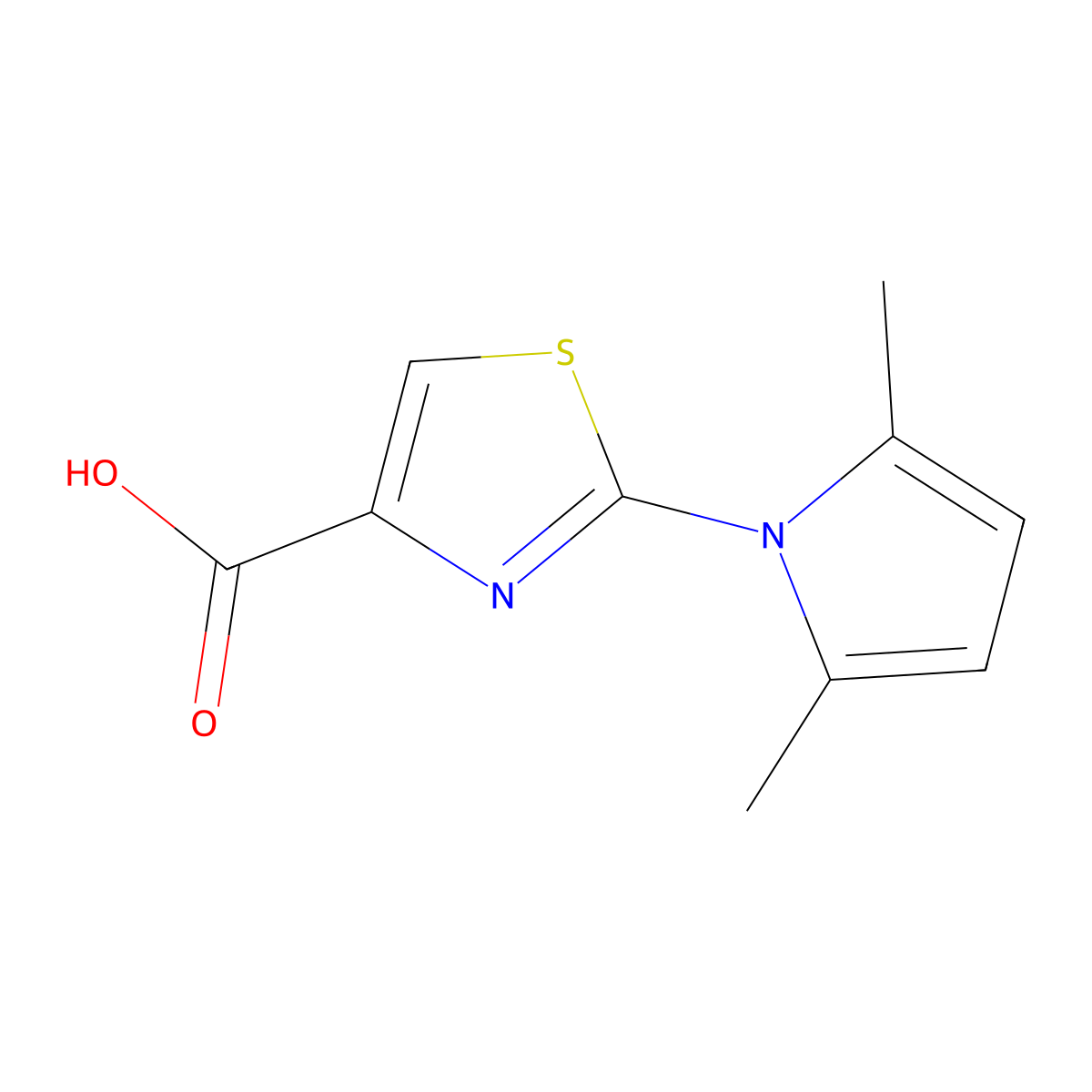 2-(2,5-dimethyl-1H-pyrrol-1-yl)-1,3-thiazole-4-carboxylic acid molecular structure, CAS 1400636-80-7