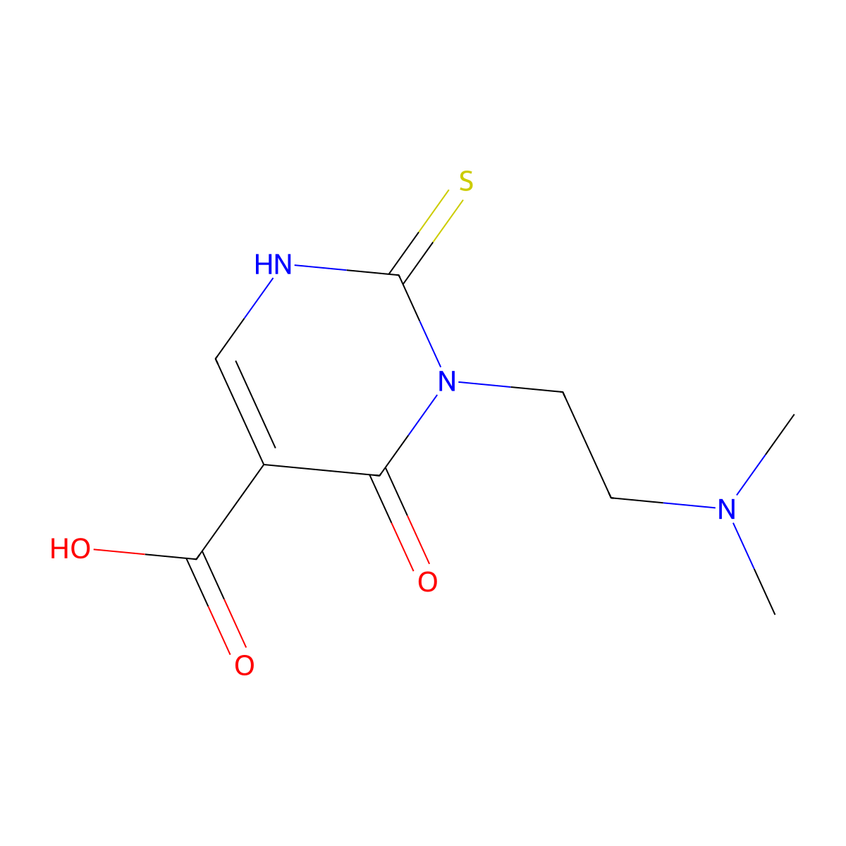 3-[2-(Dimethylamino)ethyl]-4-oxo-2-thioxo-1,2,3,4-tetrahydro-5-pyrimidinecarboxylic acid molecular structure, CAS 1400636-81-8