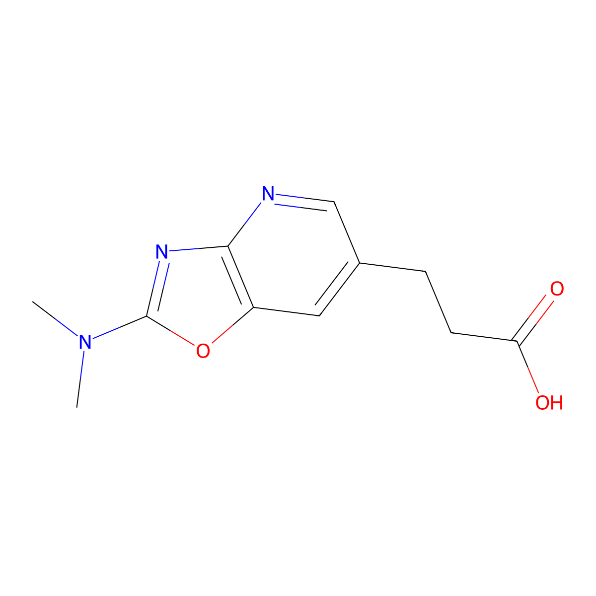 3-[2-(Dimethylamino)[1,3]oxazolo[4,5-b]pyridin-6-yl]propanoic acid molecular structure, CAS 1400636-92-1