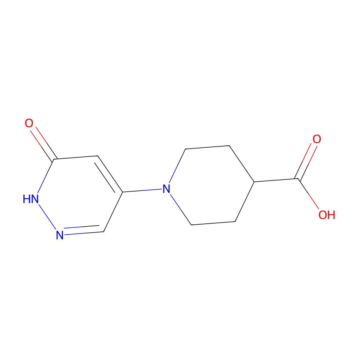 1-(6-Oxo-1,6-dihydro-4-pyridazinyl)-4-piperidinecarboxylic acid molecular structure, CAS 1400636-94-3