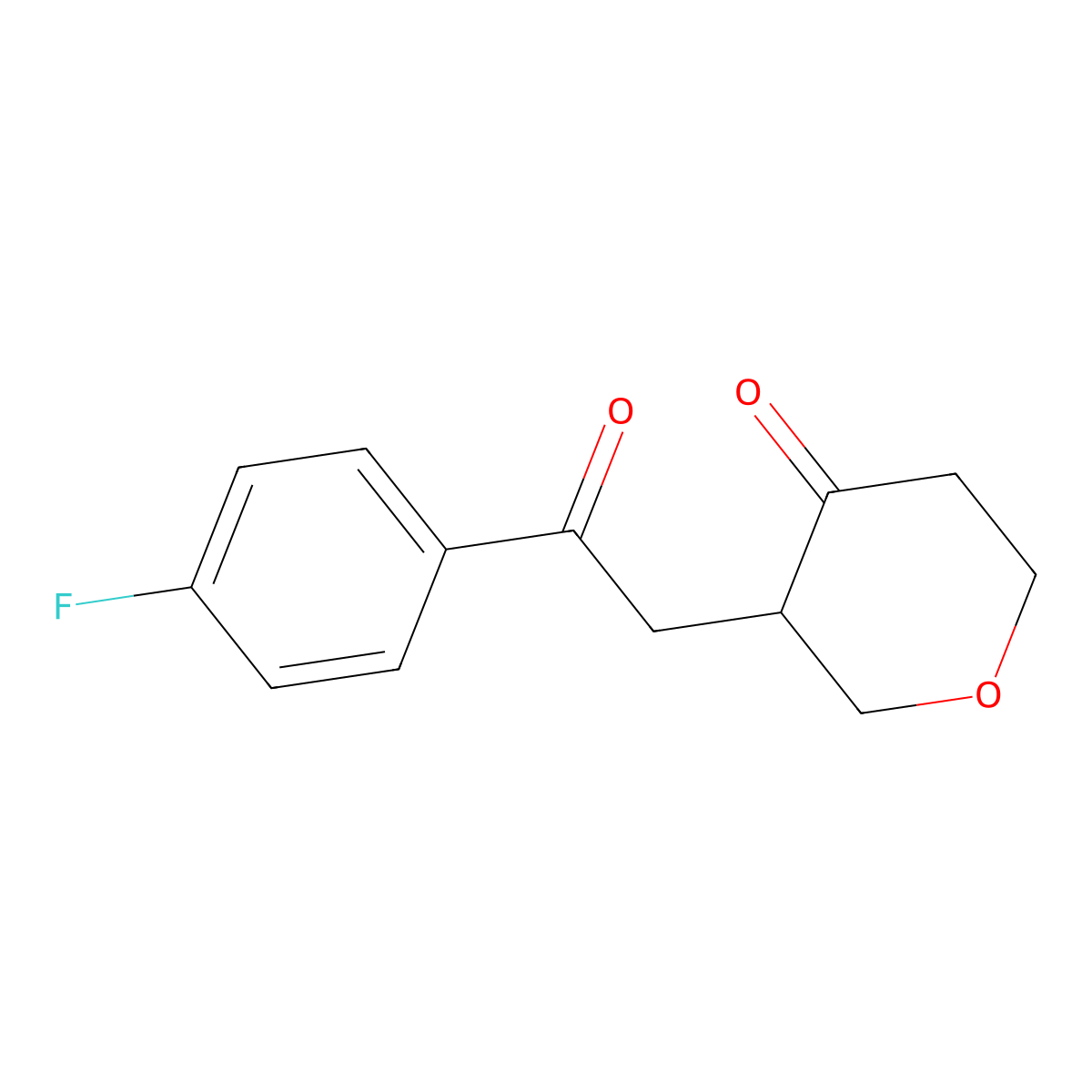 3-[2-(4-fluorophenyl)-2-oxoethyl]tetrahydro-4H-pyran-4-one molecular structure, CAS 1400637-08-2