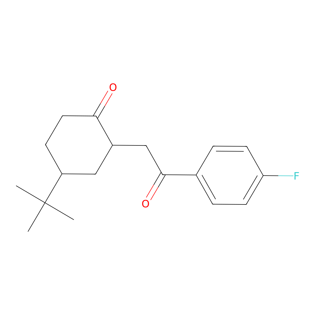 4-(Tert-butyl)-2-[2-(4-fluorophenyl)-2-oxoethyl]-1-cyclohexanone molecular structure, CAS 1400637-11-7