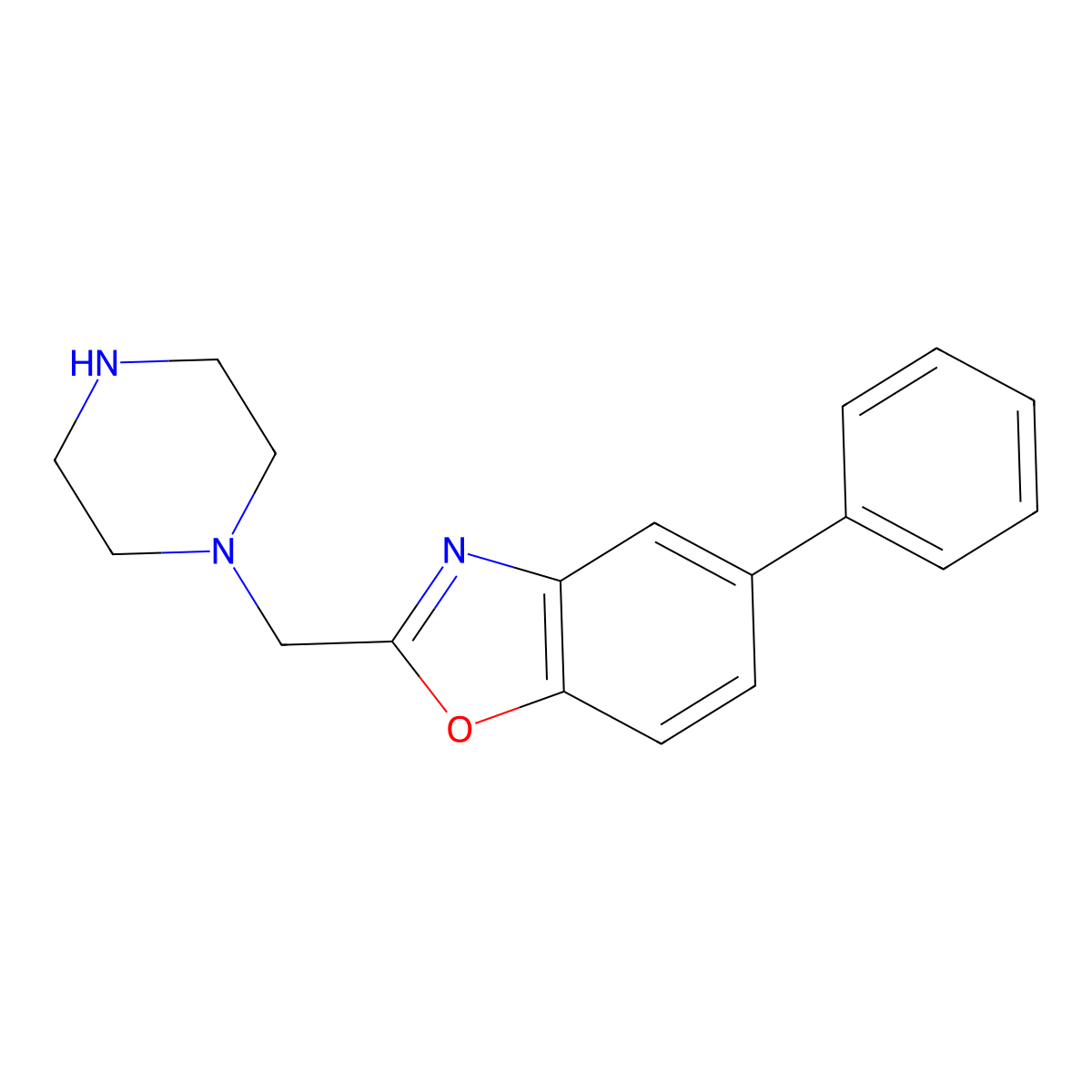 5-Phenyl-2-(piperazinomethyl)-1,3-benzoxazole molecular structure, CAS 1400637-15-1