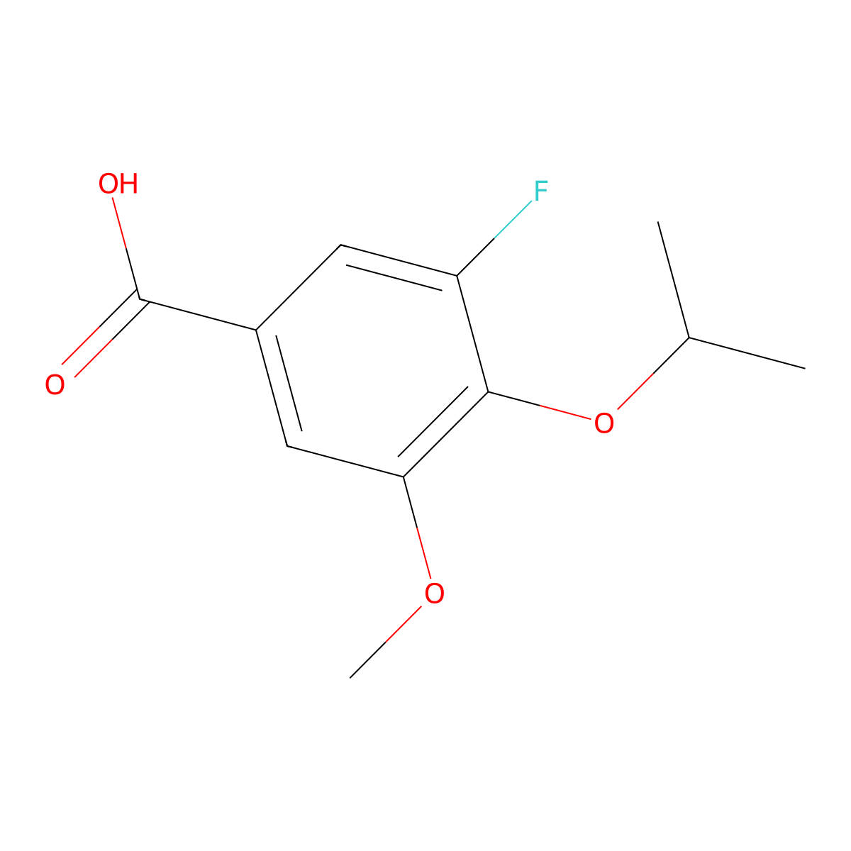 3-Fluoro-4-isopropoxy-5-methoxybenzoic acid molecular structure, CAS 1400643-55-1