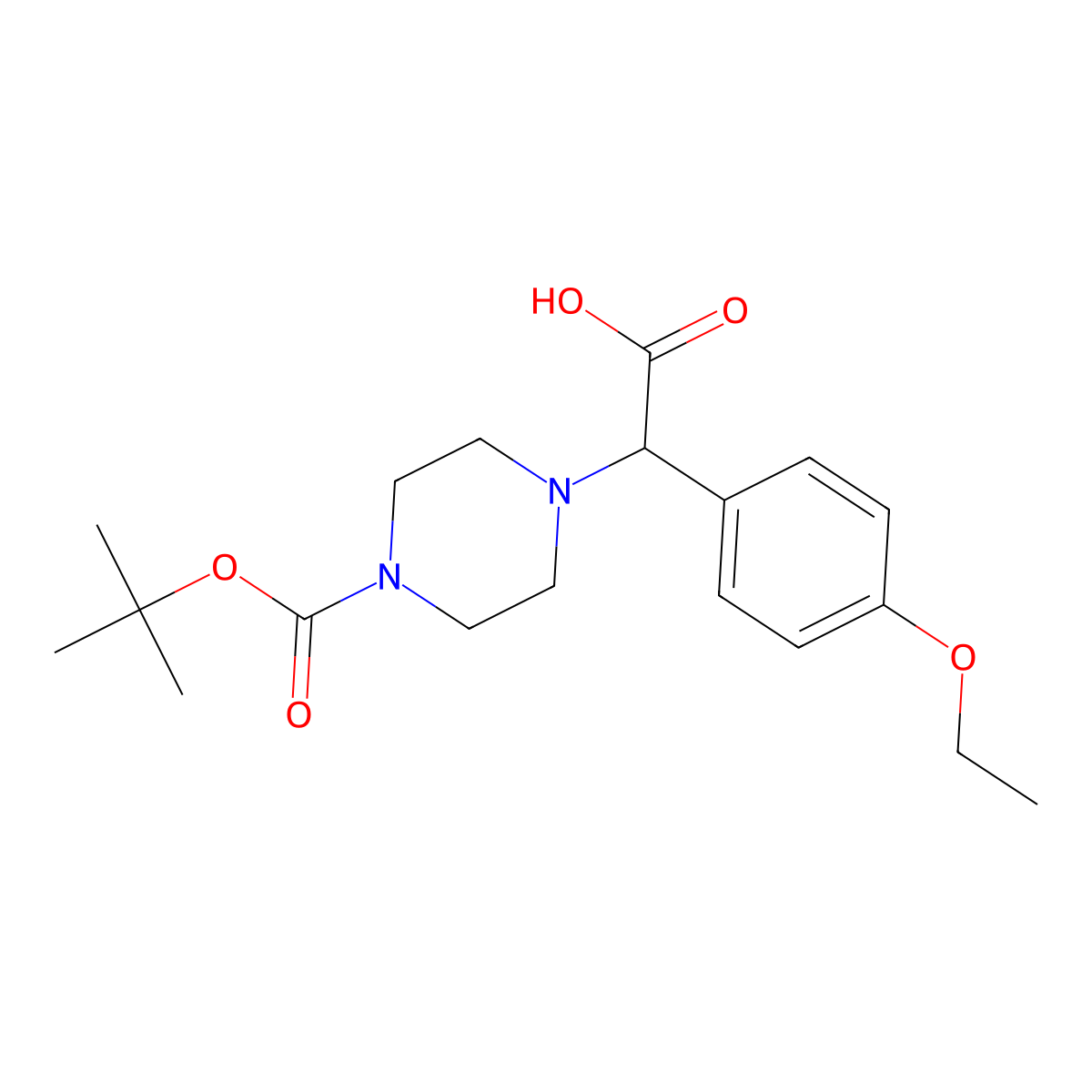 2-(4-Boc-piperazinyl)-2-(4-ethoxylphenyl)acetic acid molecular structure, CAS 1400644-21-4