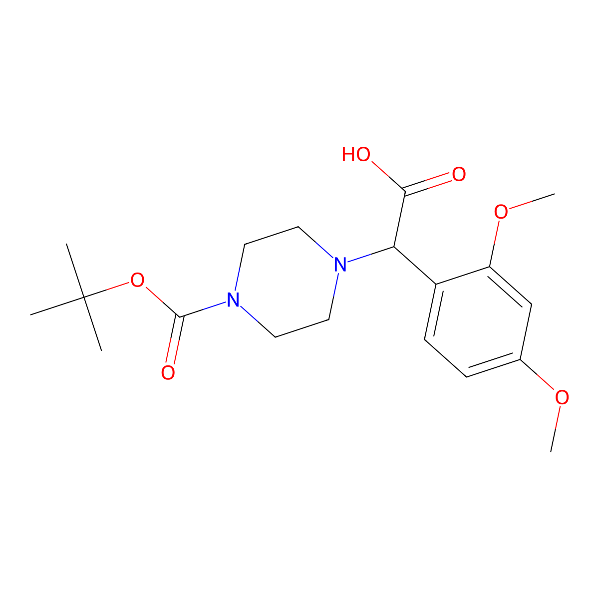 2-(4-Boc-piperazinyl)-2-(2,4-dimethoxylphenyl)acetic acid molecular structure, CAS 1400644-22-5