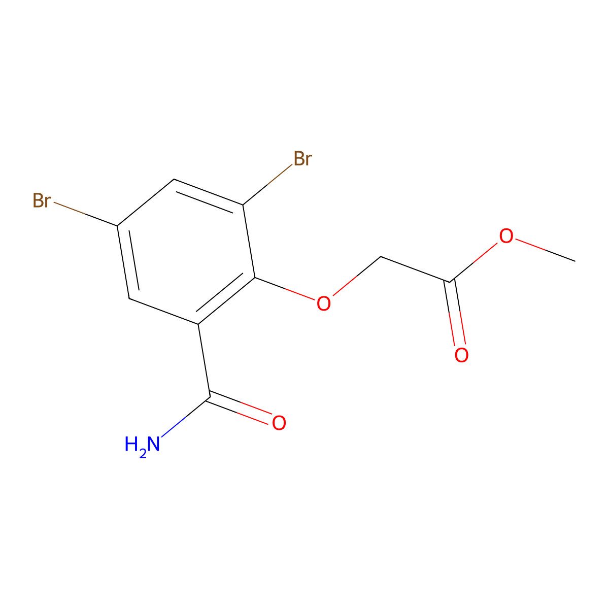 Methyl (2,4-dibromo-6-carbamoyl-phenoxy)acetate molecular structure, CAS 1400644-40-7
