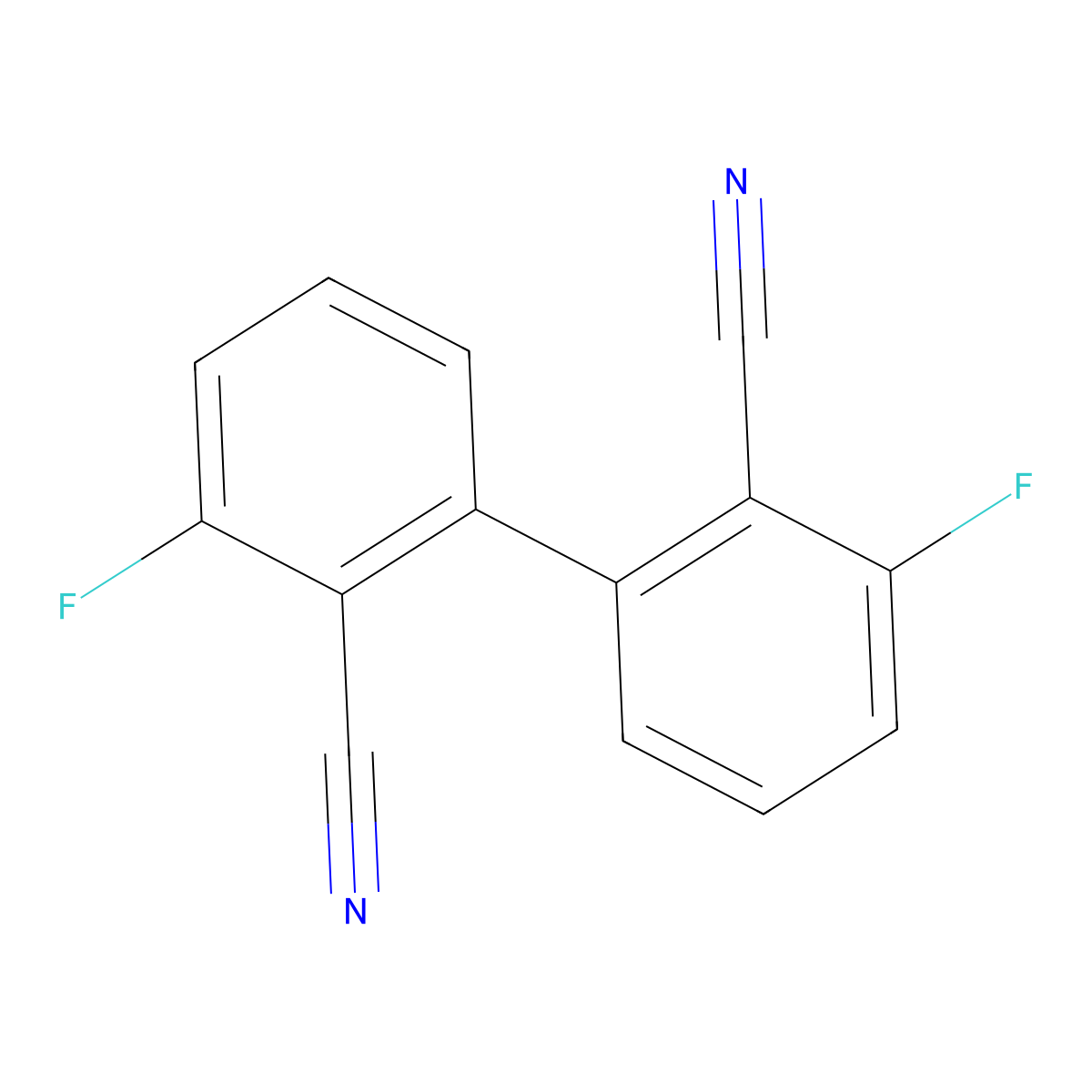3,3'-Difluoro(1,1'-biphenyl)-2,2'-dicarbonitrile molecular structure, CAS 1400644-44-1