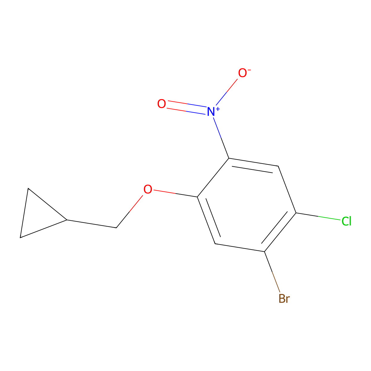 1-Bromo-2-chloro-5-(cyclopropylmethoxy)-4-nitrobenzene molecular structure, CAS 1400644-63-4