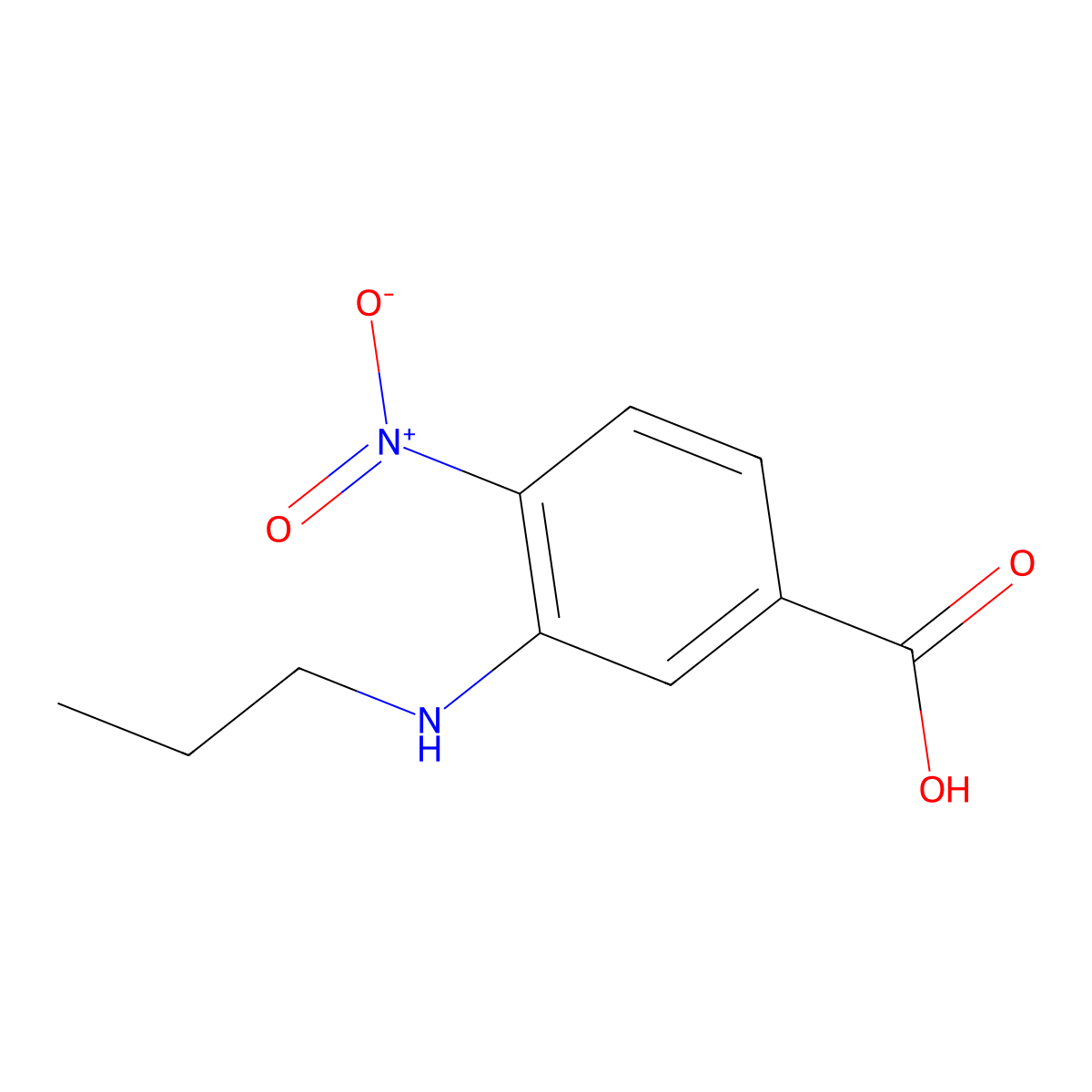 4-Nitro-3-(propylamino)benzoic acid molecular structure, CAS 1400644-69-0