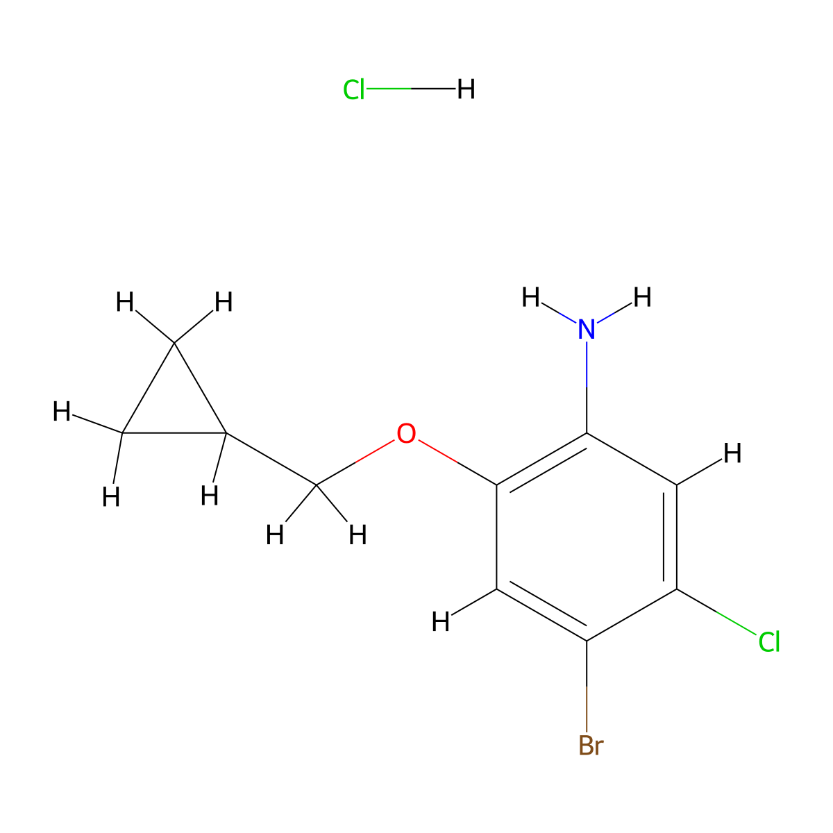 4-Bromo-5-chloro-2-(cyclopropylmethoxy)aniline HCl molecular structure, CAS 1400644-73-6