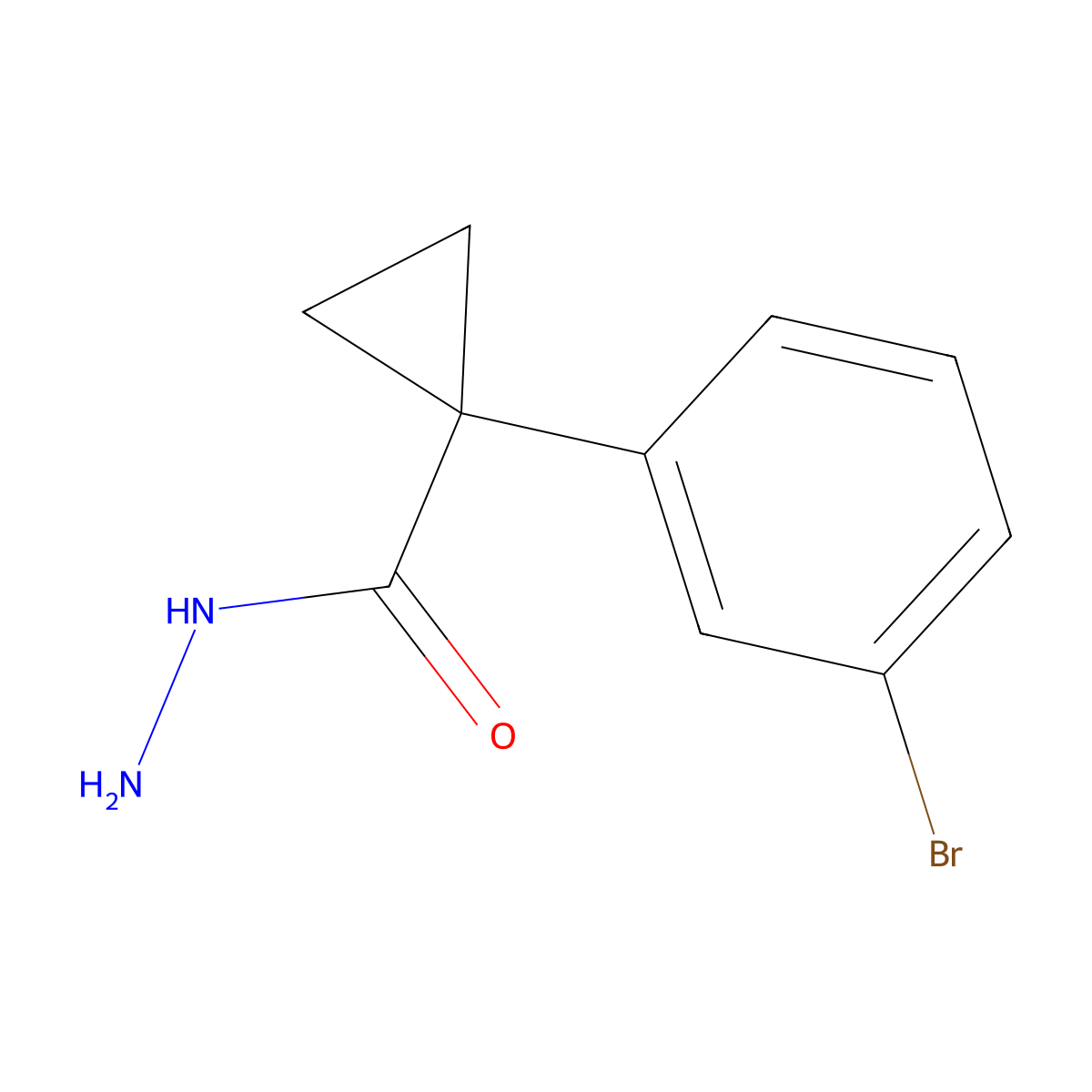 1-(3-Bromophenyl)cyclopropane-1-carbohydrazide molecular structure, CAS 1400644-74-7