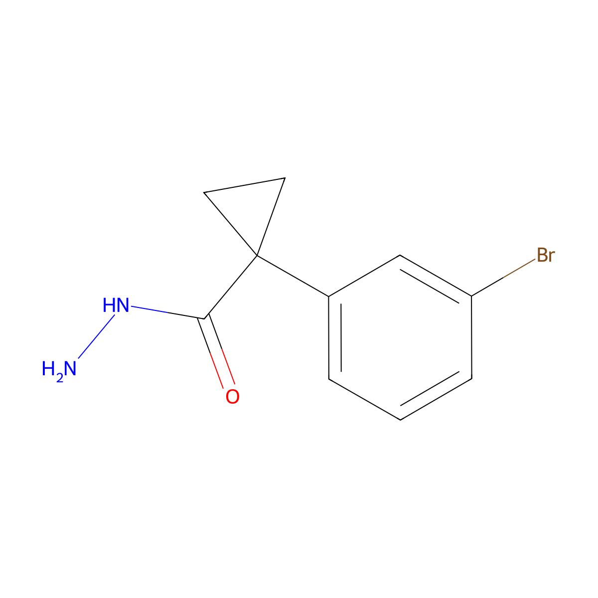 1-(3-Bromophenyl)cyclopropane-1-carbohydrazide molecular structure, CAS 1400644-74-7