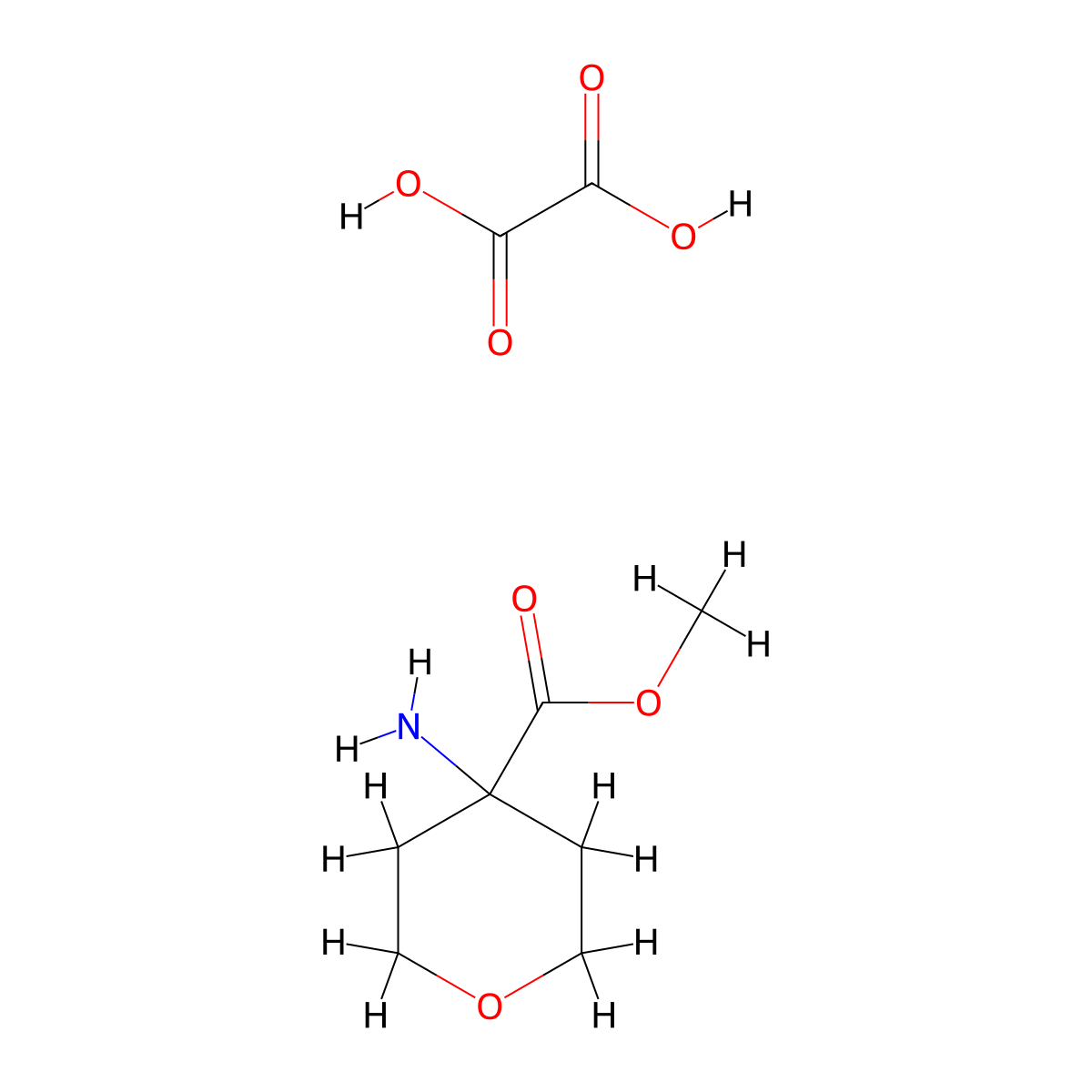 Methyl 4-aminotetrahydro-2H-pyran-4-carboxylate oxalate molecular structure, CAS 1400644-84-9