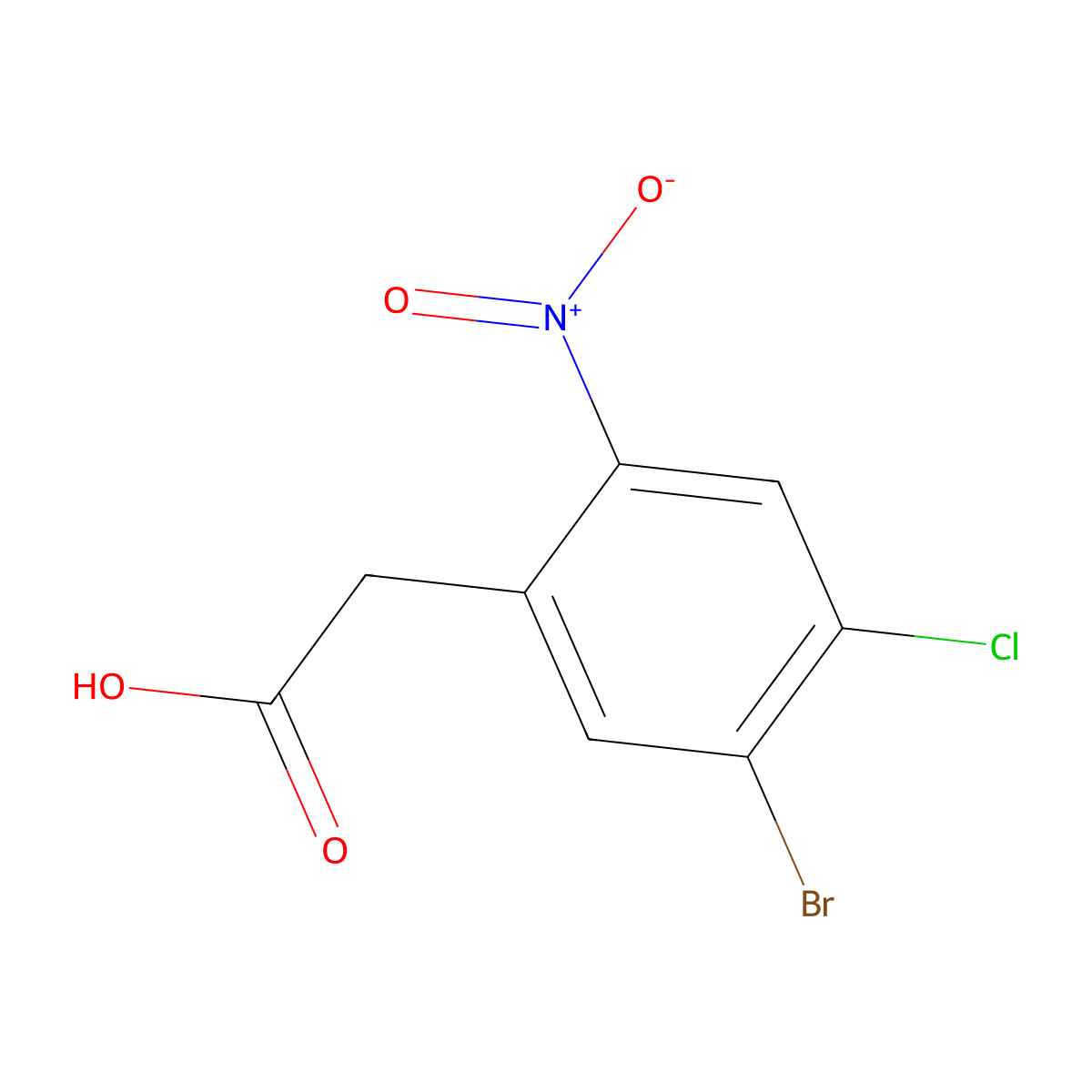 (5-Bromo-4-chloro-2-nitrophenyl)acetic acid molecular structure, CAS 1400644-94-1