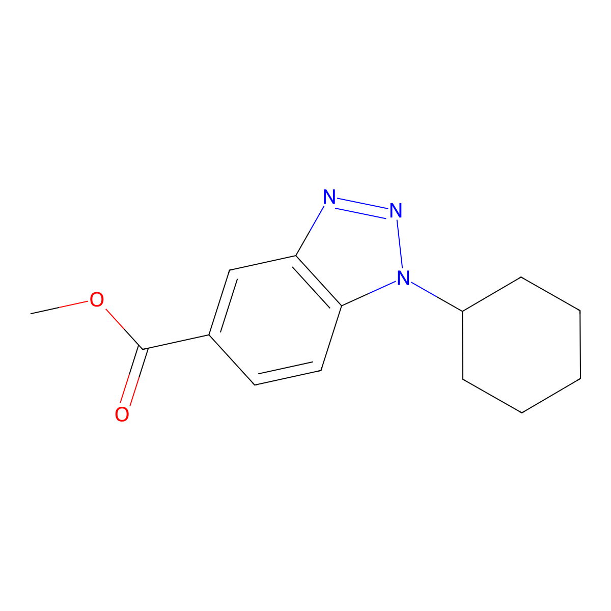 Methyl 1-cyclohexyl-1,2,3-benzotriazole-5-carboxylate molecular structure, CAS 1400645-00-2