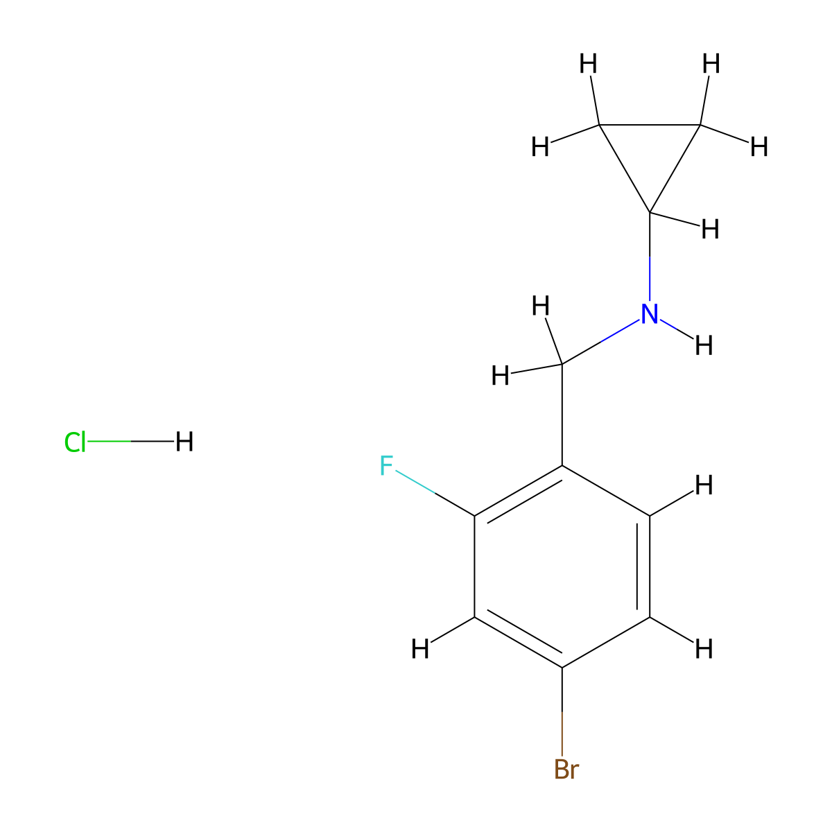N-(4-Bromo-2-fluorobenzyl)cyclopropanamine HCl molecular structure, CAS 1400645-37-5