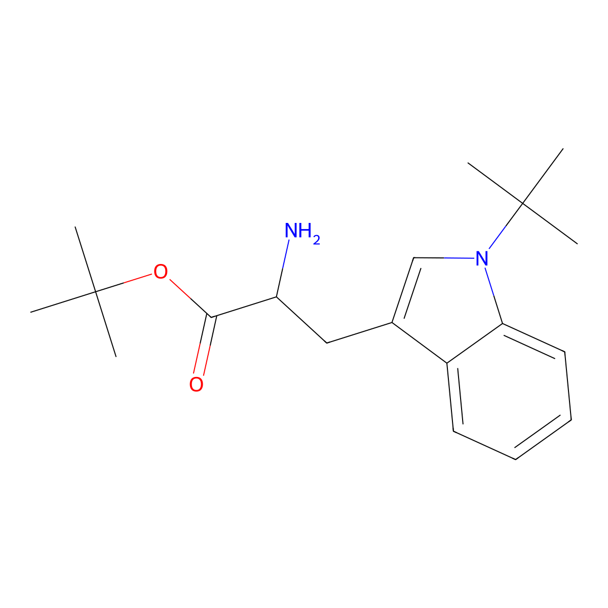Tert-butyl 1-tert-butyl-L-tryptophanate molecular structure, CAS 1400647-48-4