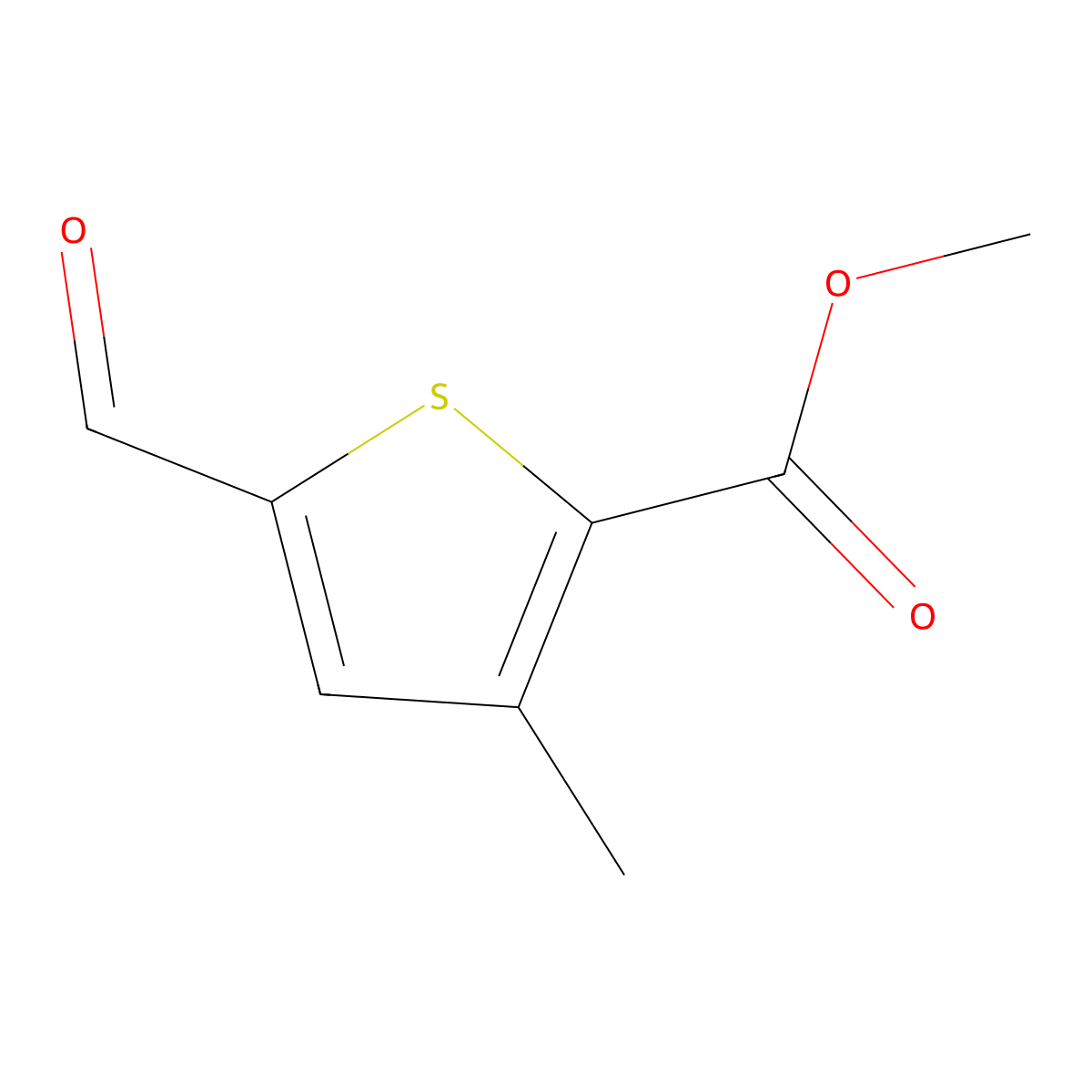 Methyl 5-formyl-3-methylthiophene-2-carboxylate molecular structure, CAS 1400661-52-0