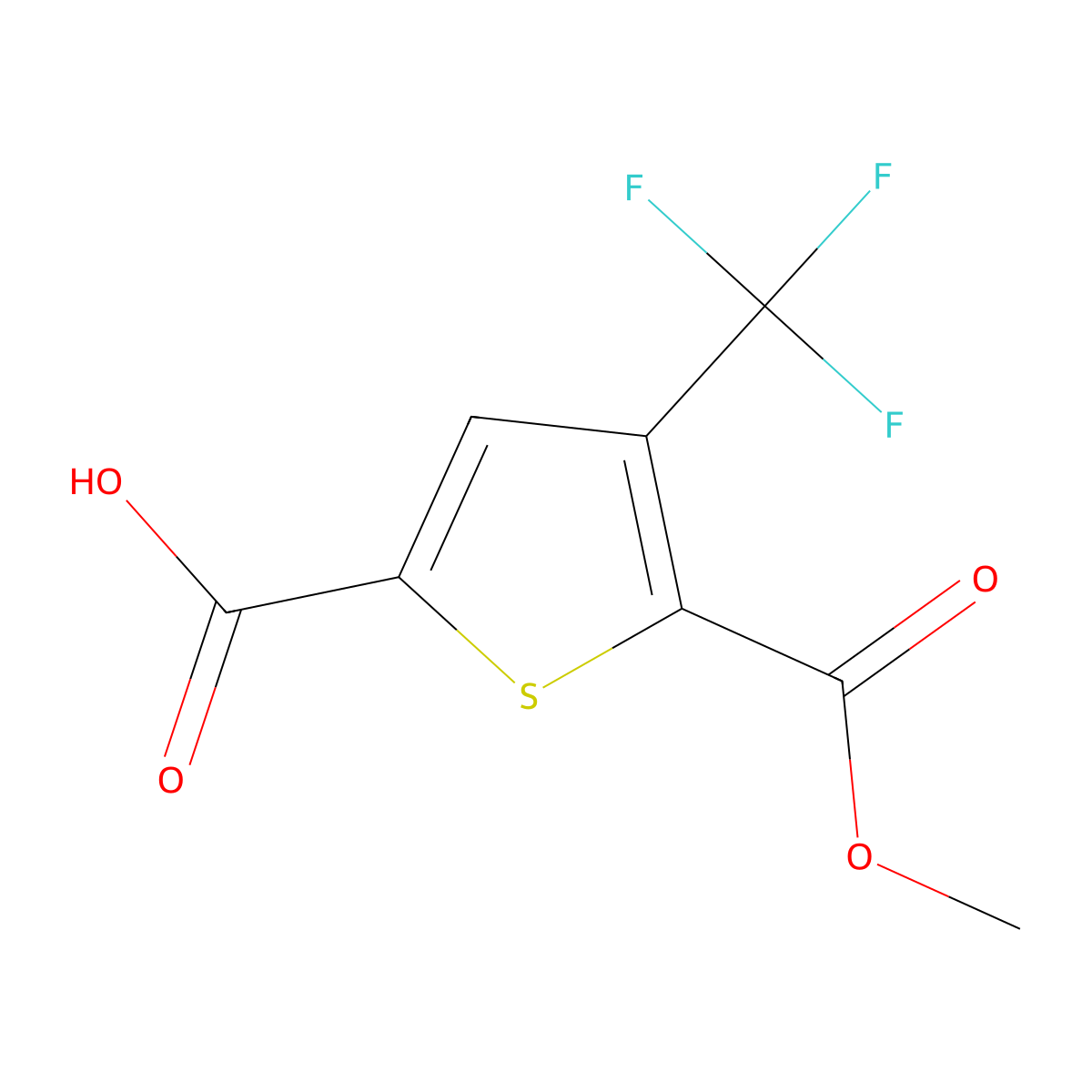 5-(Methoxycarbonyl)-4-(trifluoromethyl)thiophene-2-carboxylic acid molecular structure, CAS 1400661-81-5