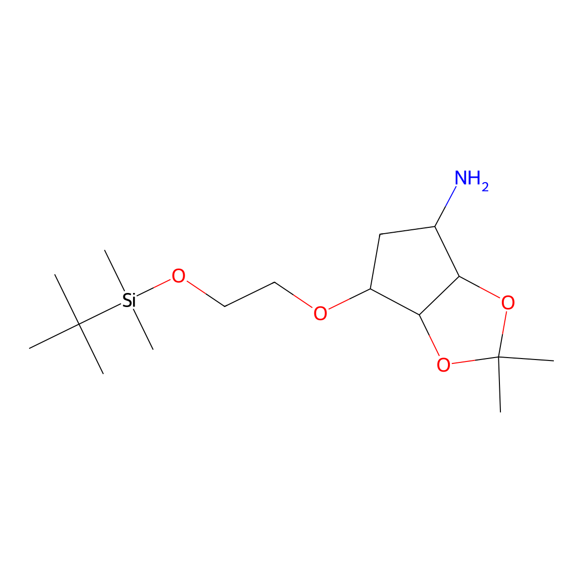(3aS,4R,6S,6aR)-6-(2-((tert-butyldimethylsilyl)oxy)ethoxy)-2,2-dimethyltetrahydro-3aH-cyclopenta[d][1,3]dioxol-4-amine molecular structure, CAS 1400665-85-1