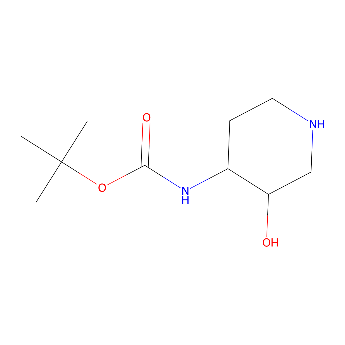 trans-4-(Boc-amino)-3-hydroxypiperidine molecular structure, CAS 1400667-58-4