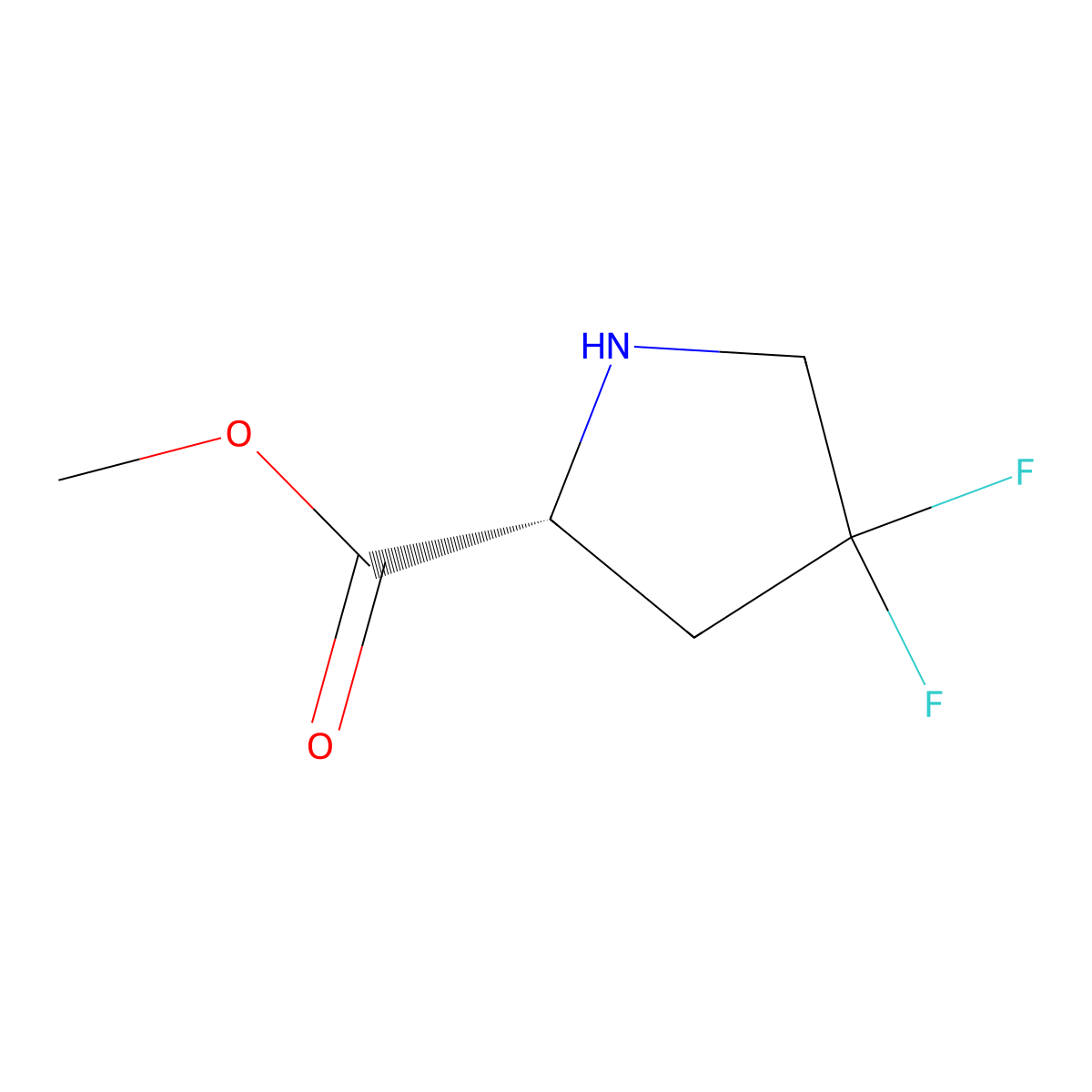 D-Proline, 4,4-difluoro-, methyl ester molecular structure, CAS 1400688-76-7