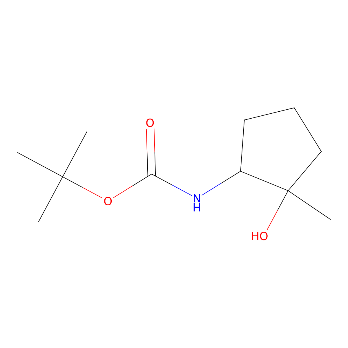 Tert-butyl 2-hydroxy-2-methylcyclopentylcarbamate molecular structure, CAS 1400689-40-8