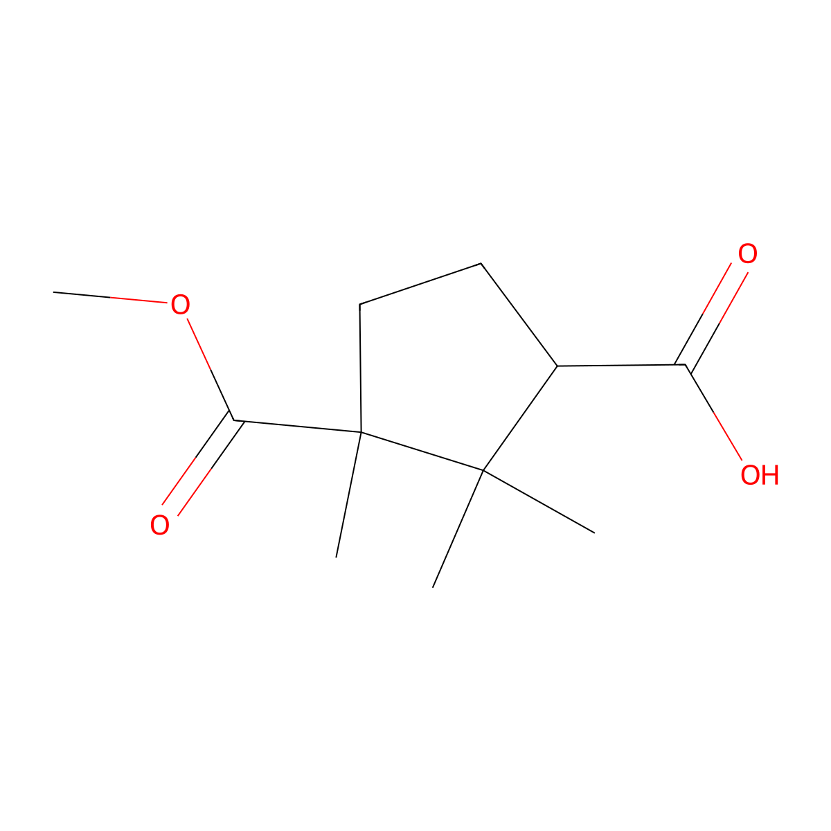 (1R,3S)-3-(methoxycarbonyl)-2,2,3-trimethylcyclopentanecarboxylic acid molecular structure, CAS 1400689-82-8
