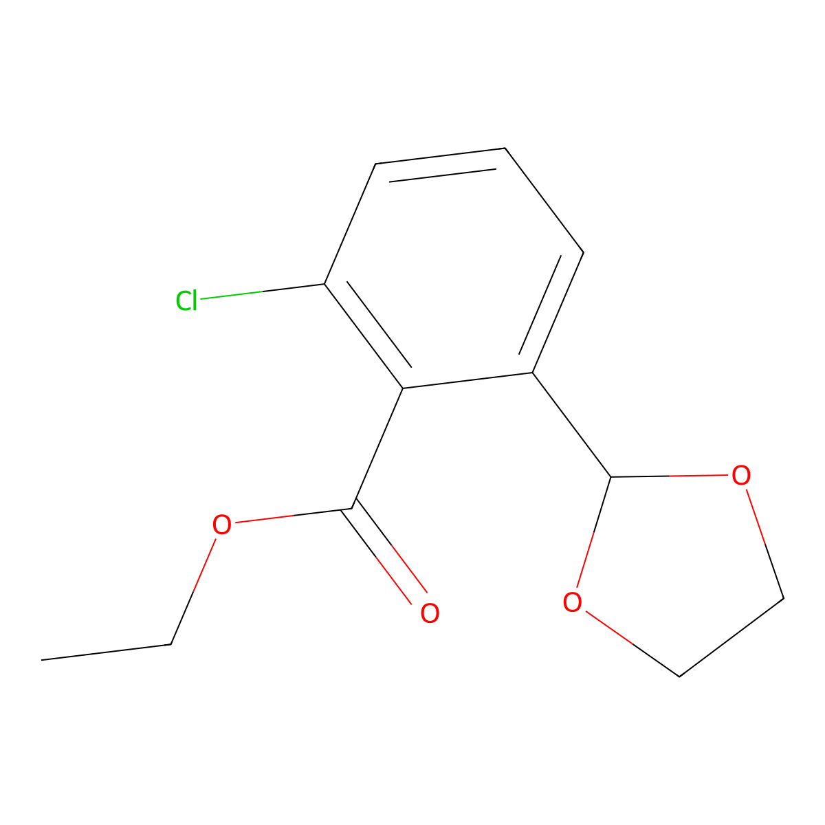 Ethyl 2-chloro-6-(1,3-dioxolan-2-yl)benzoate molecular structure, CAS 1400692-87-6