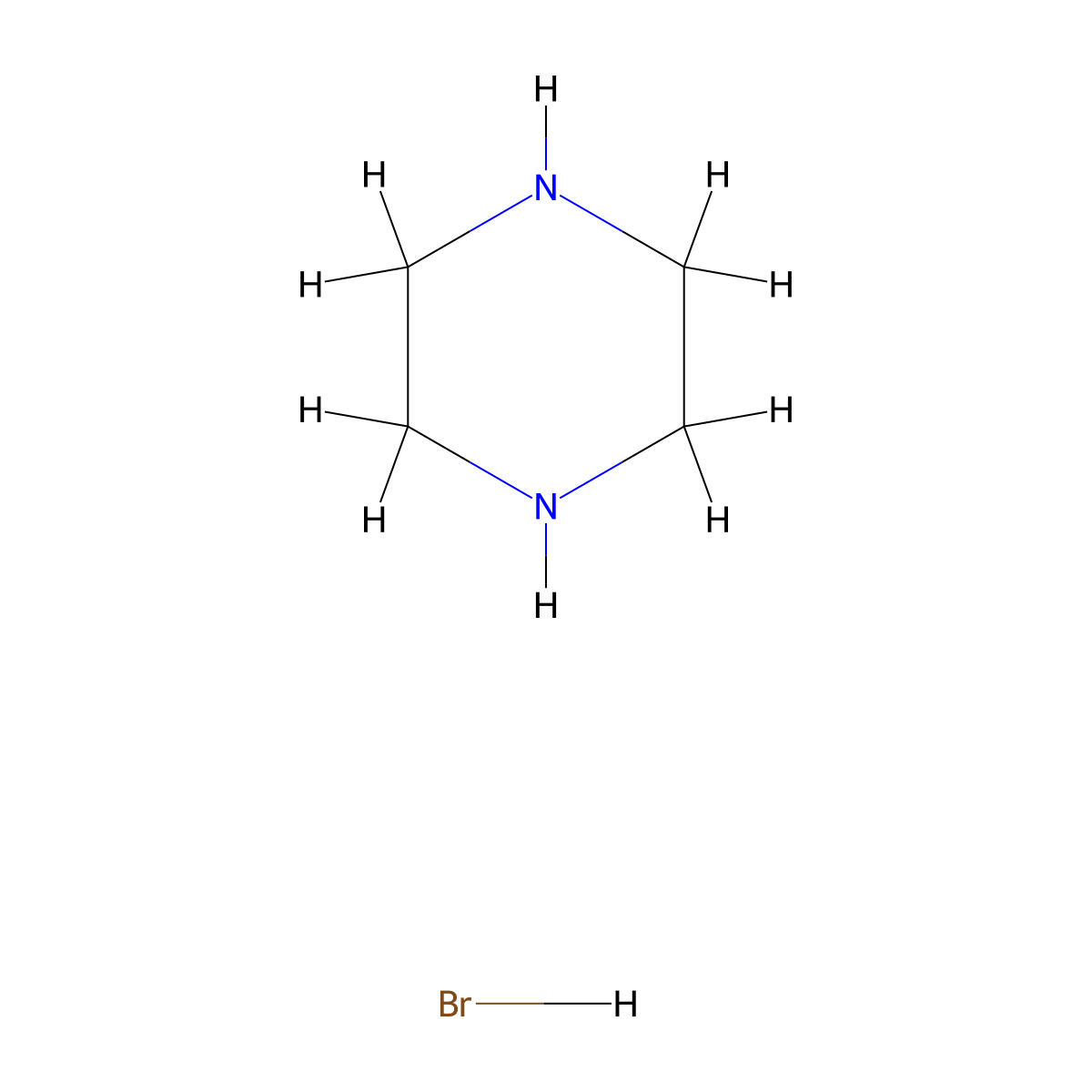 Piperazine, hydrobromide (1:1) molecular structure, CAS 14007-05-7