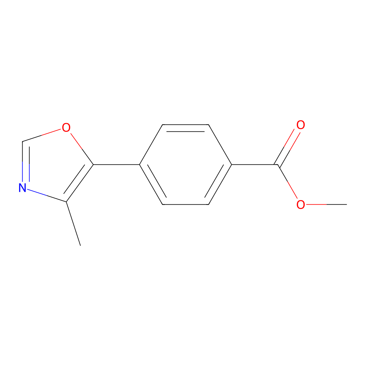 4-(4-Methyl-oxazol-5-yl)-benzoic acid methyl ester molecular structure, CAS 1400706-66-2