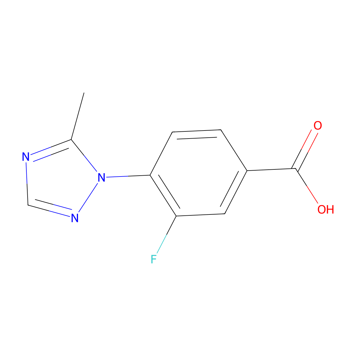 3-Fluoro-4-(5-methyl-1H-1,2,4-triazol-1-yl)benzoic acid molecular structure, CAS 1400706-94-6