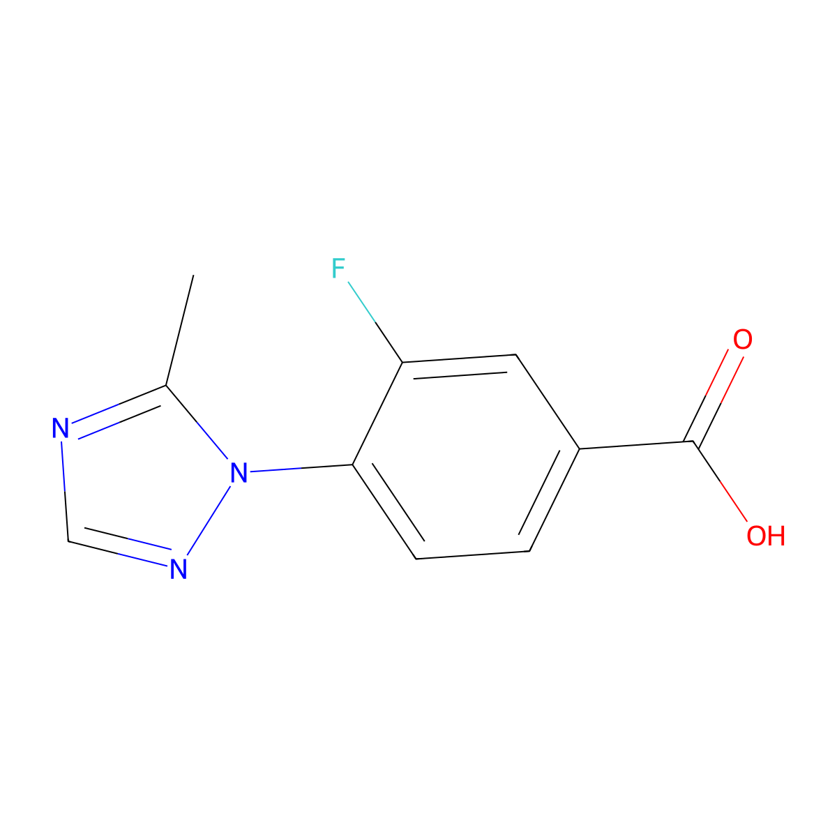 3-Fluoro-4-(5-methyl-1H-1,2,4-triazol-1-yl)benzoic acid molecular structure, CAS 1400706-94-6