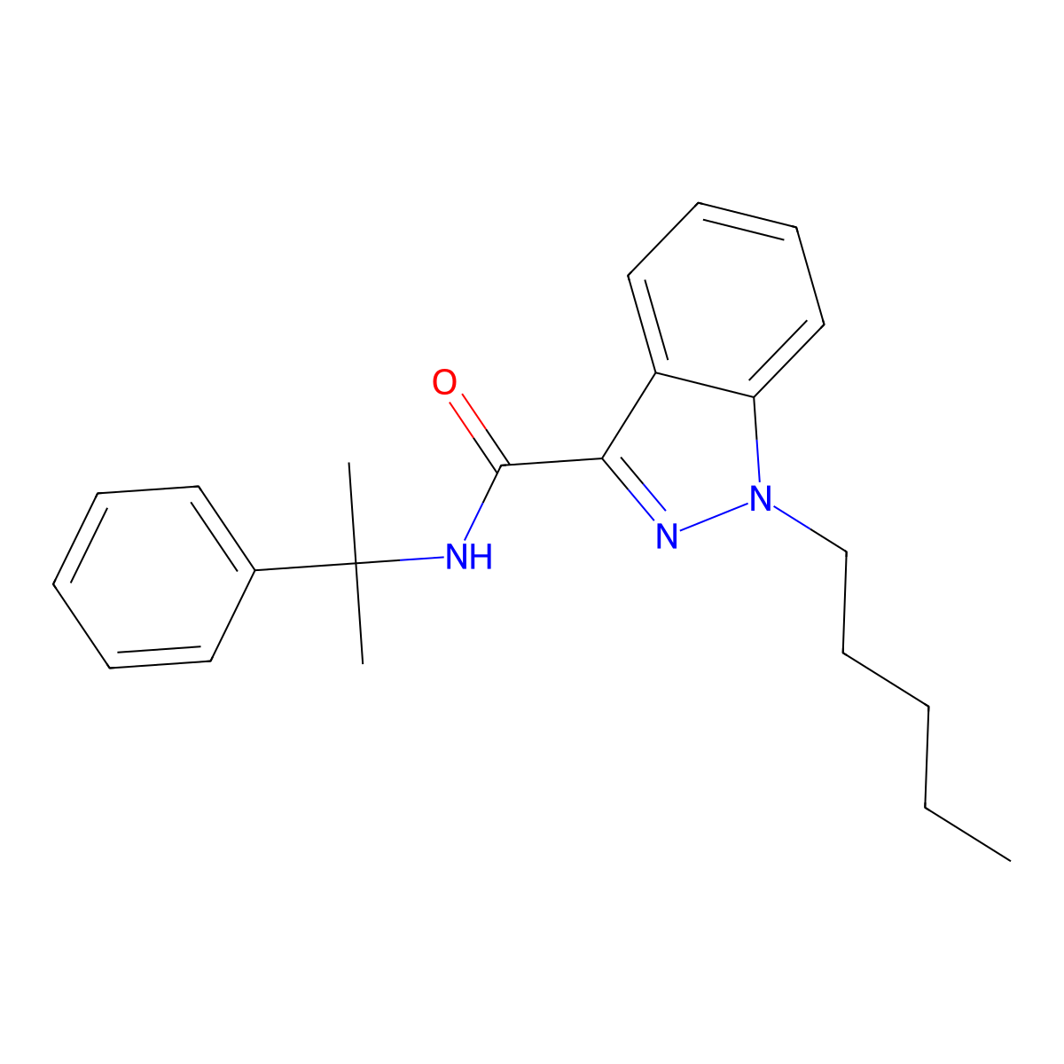 N-(1-Methyl-1-phenylethyl)-1-pentyl-1H-indazole-3-carboxamide molecular structure, CAS 1400742-15-5