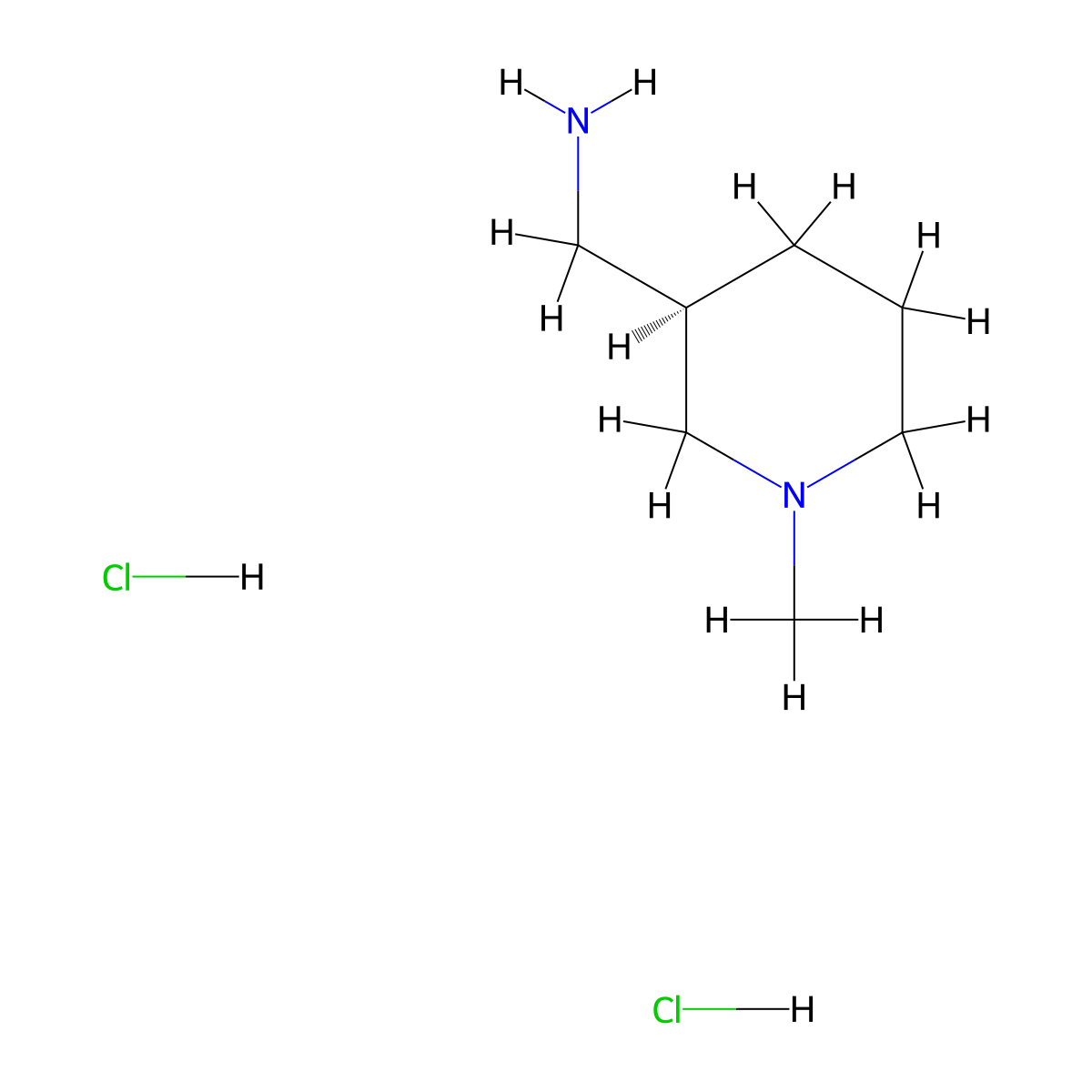 1-[(3R)-1-methylpiperidin-3-yl]methanamine dihydrochloride molecular structure, CAS 1400744-18-4