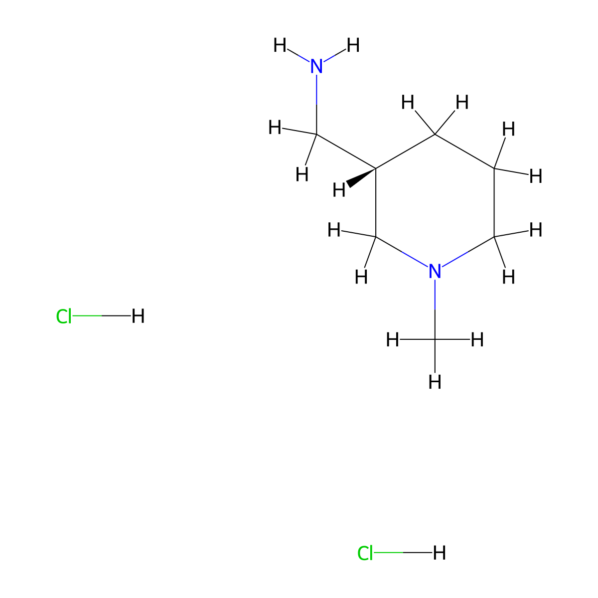 ((3S)-1-methylpiperidin-3-yl)methanamine dihydrochloride molecular structure, CAS 1400744-19-5