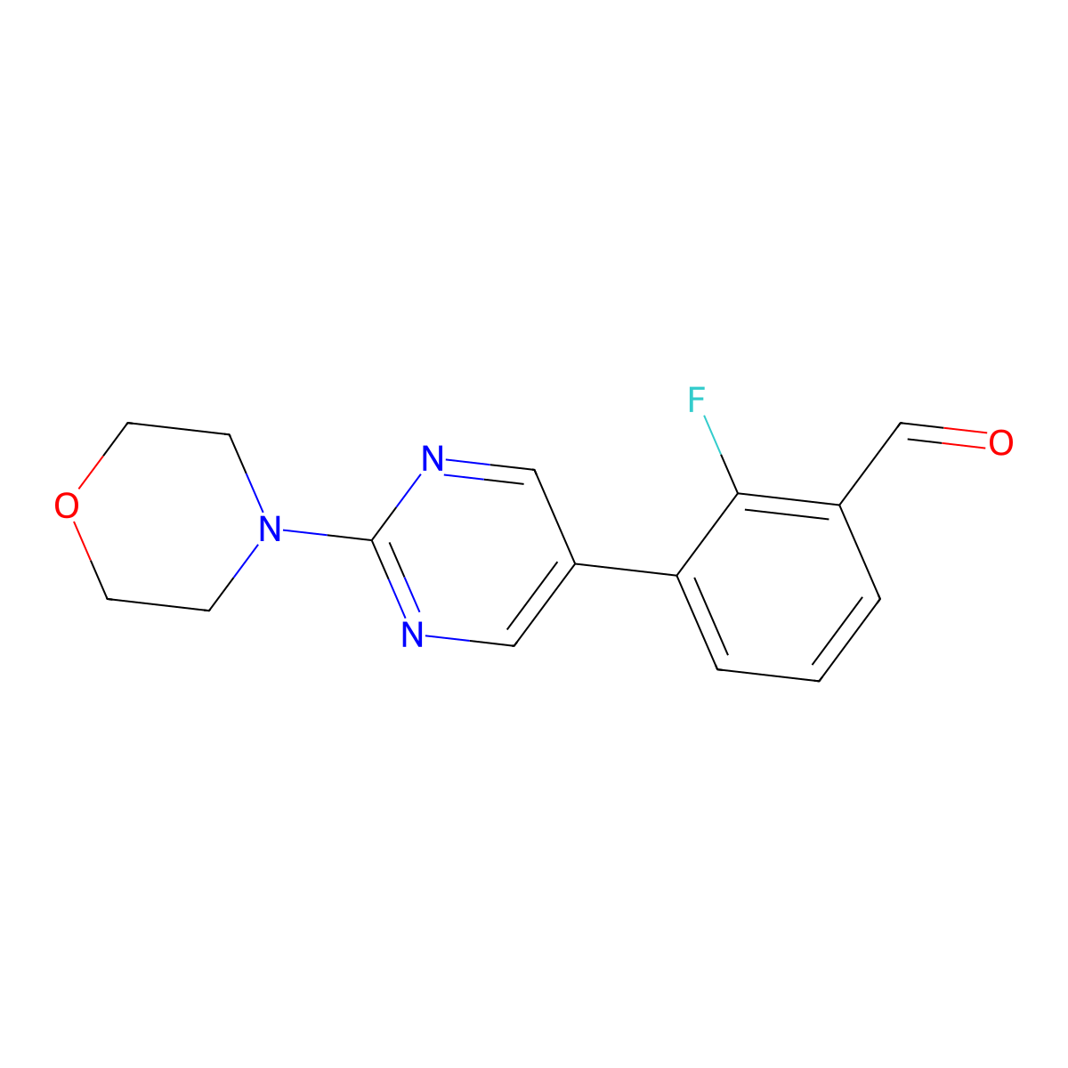 2-Fluoro-3-(2-morpholin-4-ylpyrimidin-5-yl)benzaldehyde molecular structure, CAS 1400754-76-8