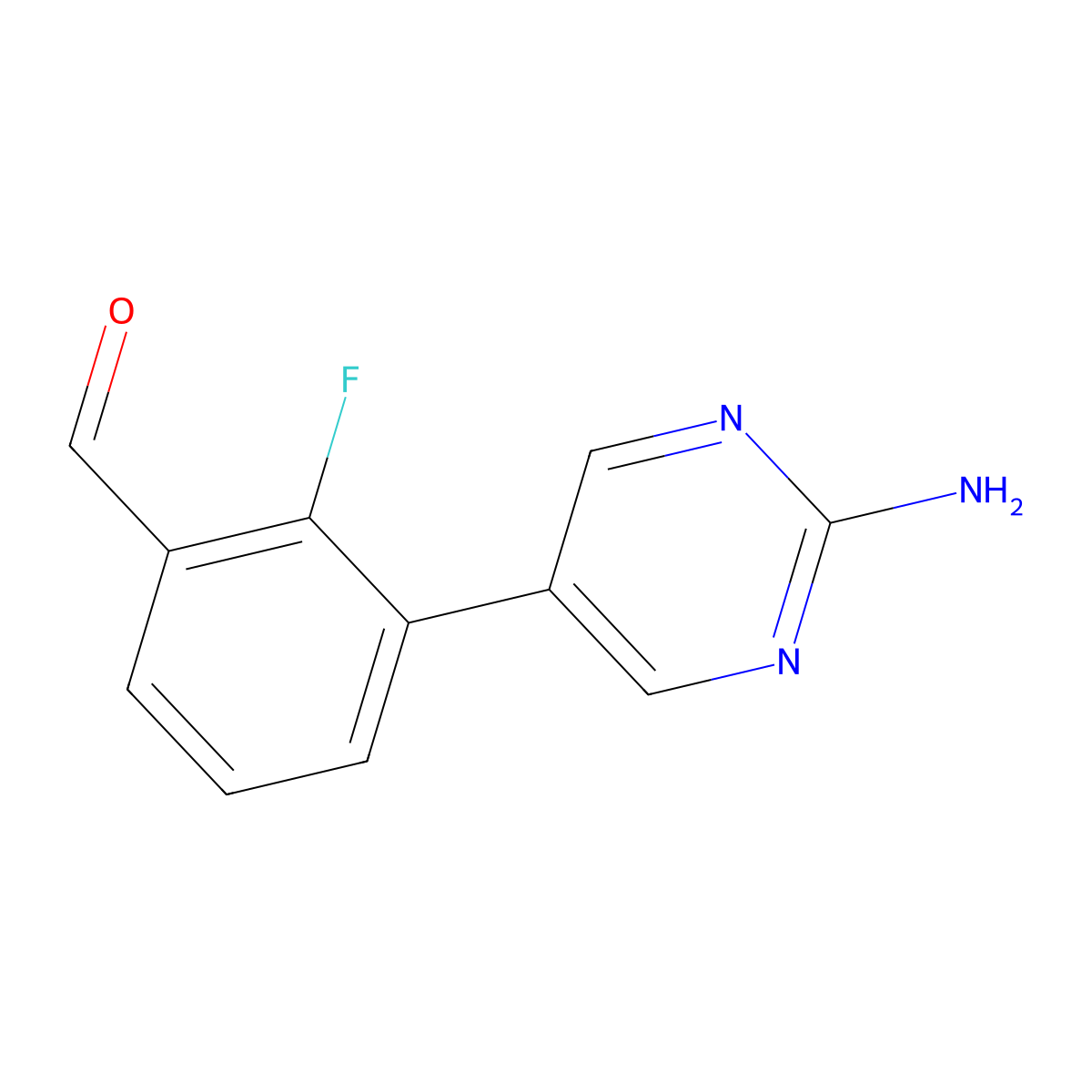 3-(2-Aminopyrimidin-5-yl)-2-fluorobenzaldehyde molecular structure, CAS 1400754-81-5